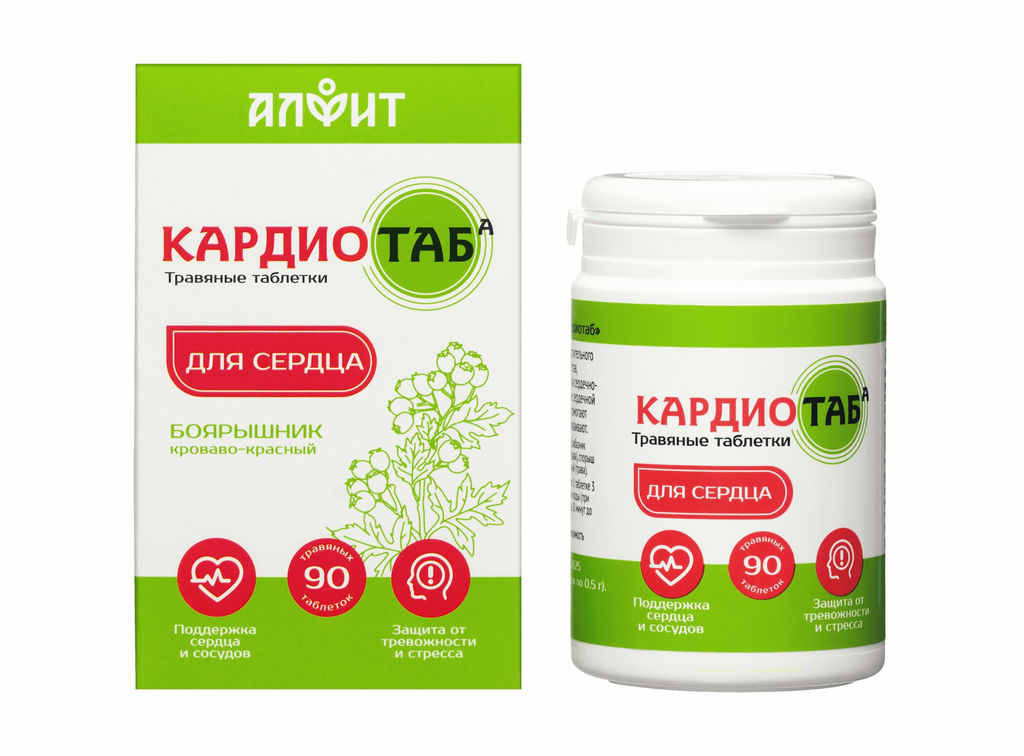 Травяные таблетки Кардиотаб, 45 г (90 таб по 0.5 г) Новинка Алфит 8539 фото 2