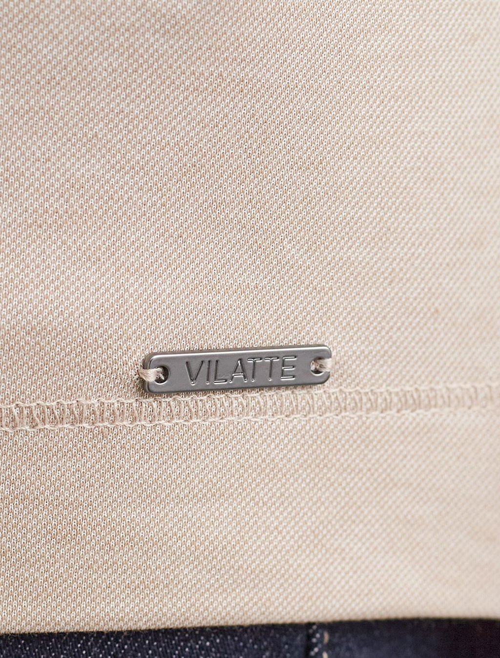 Джемпер хенли из полотна пике с меланжевым плетением с эластаном - Vilatte фото 5