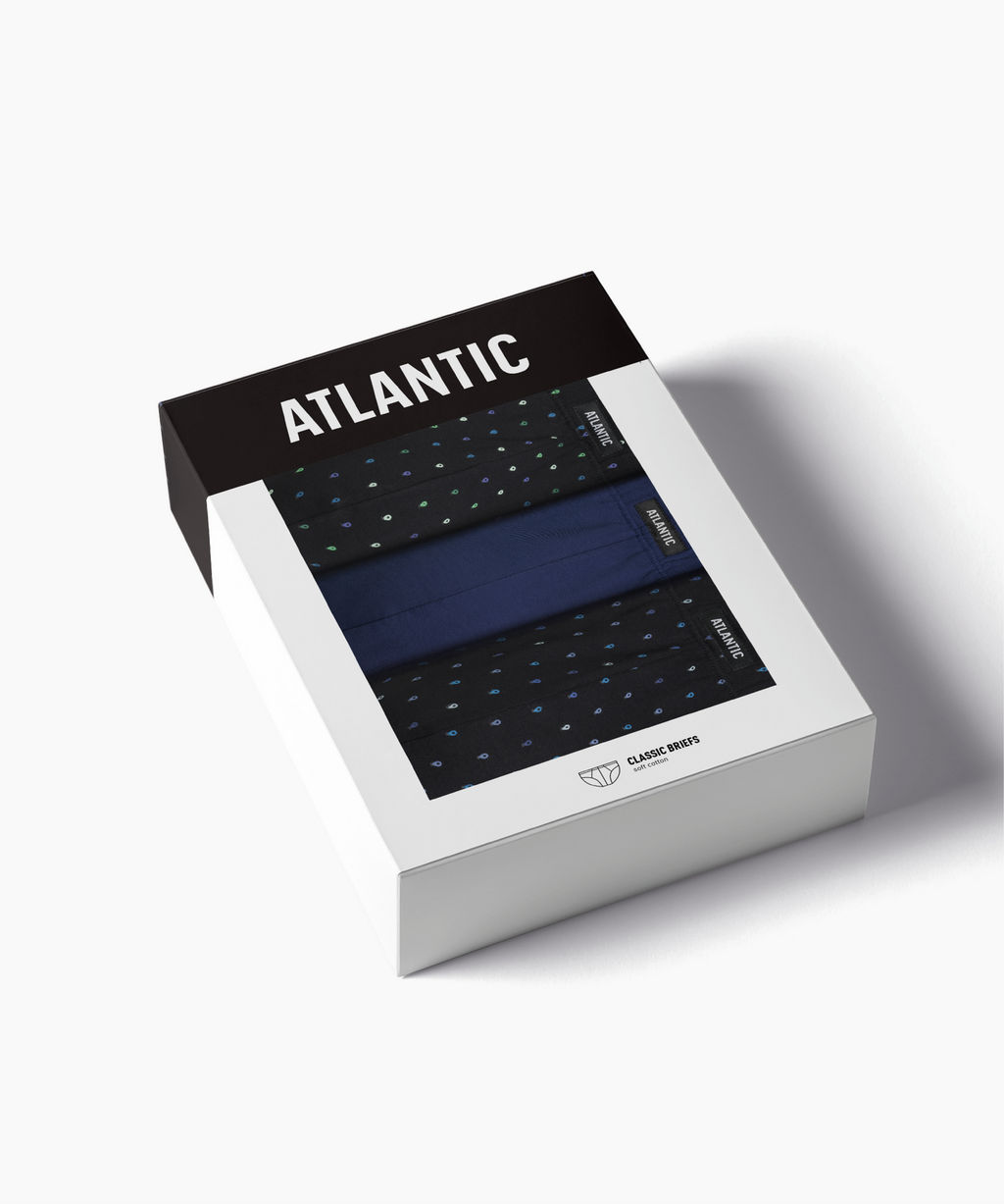 ATLANTIC 3MP-204 Трусы спорт Navigation - набор 3 шт. черный + темно-голубой + черный  фото 7