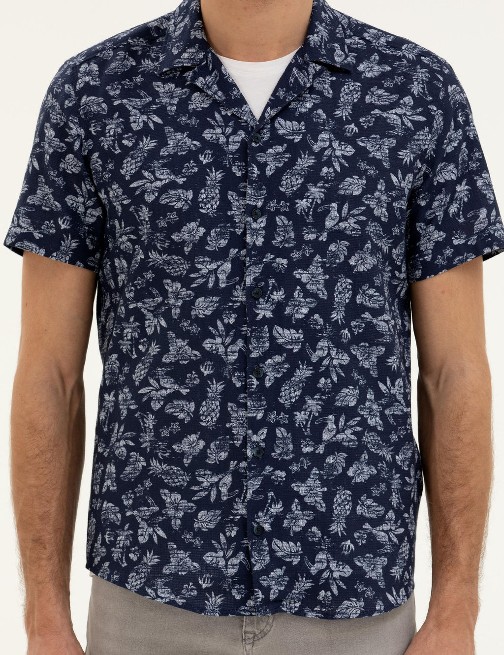 Lacivert Regular Fit K_sa Kollu G_mlek