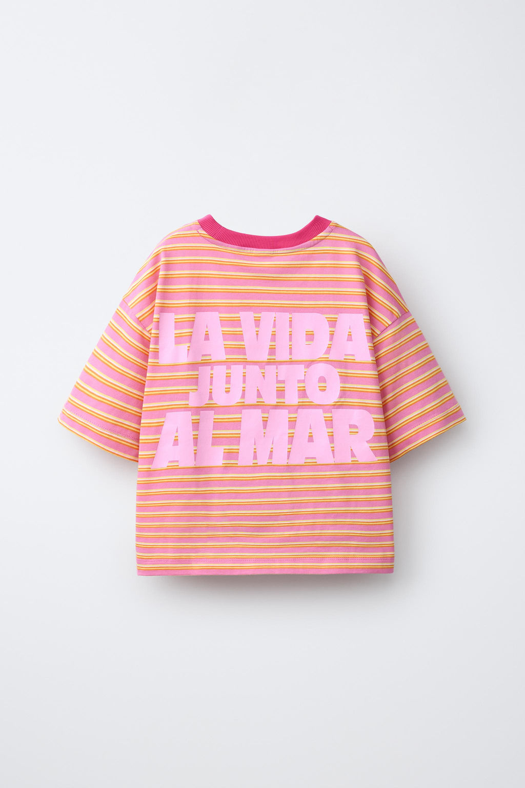 CAMISETA RAYAS Y ESTAMPADO / Naranja - Zara фото 4