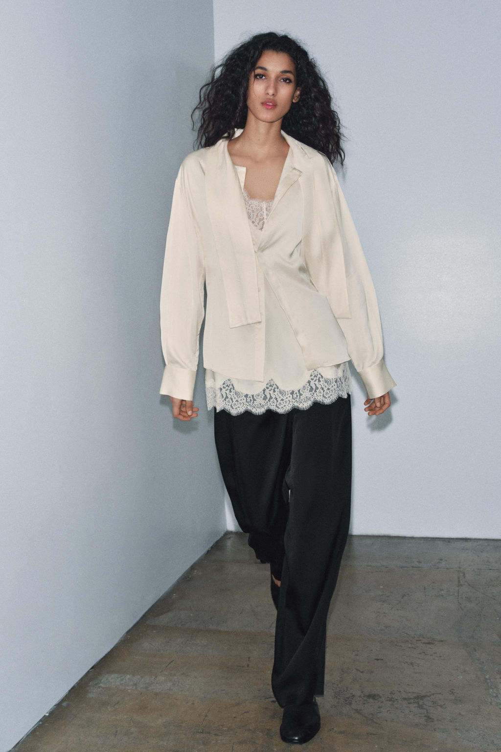 ZW COLLECTION COMBINED SATIN BLOUSE - Zara фото 8