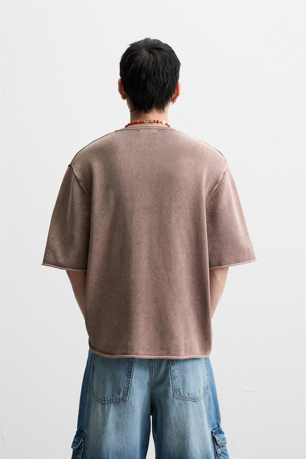 WASHED KNIT BUTTON-UP T-SHIRT - Zara фото 3