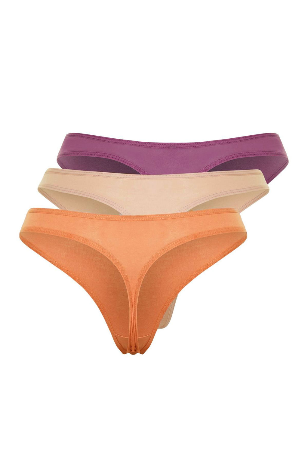 TRENDYOLMILLA Siyah-Beyaz-Ten 3lu Paket Pamuklu Tanga Orme Kulot THMSS21KU0135  фото 61