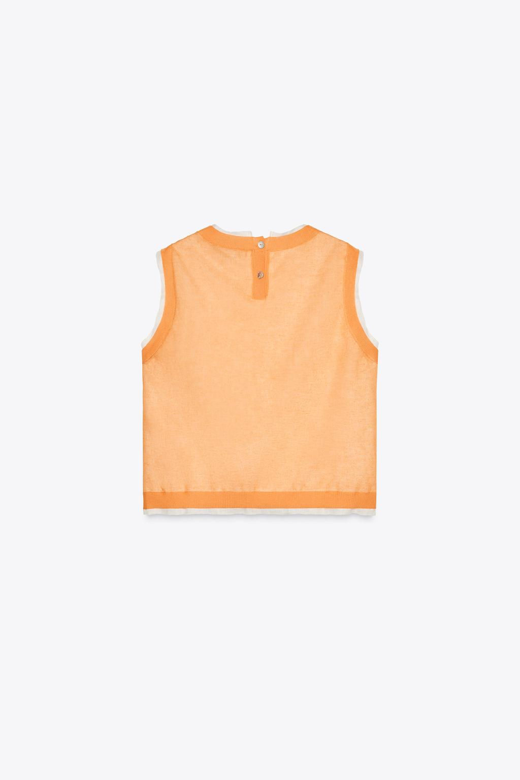 DOUBLE-LAYER KNIT LINEN BLEND TOP - Zara фото 9