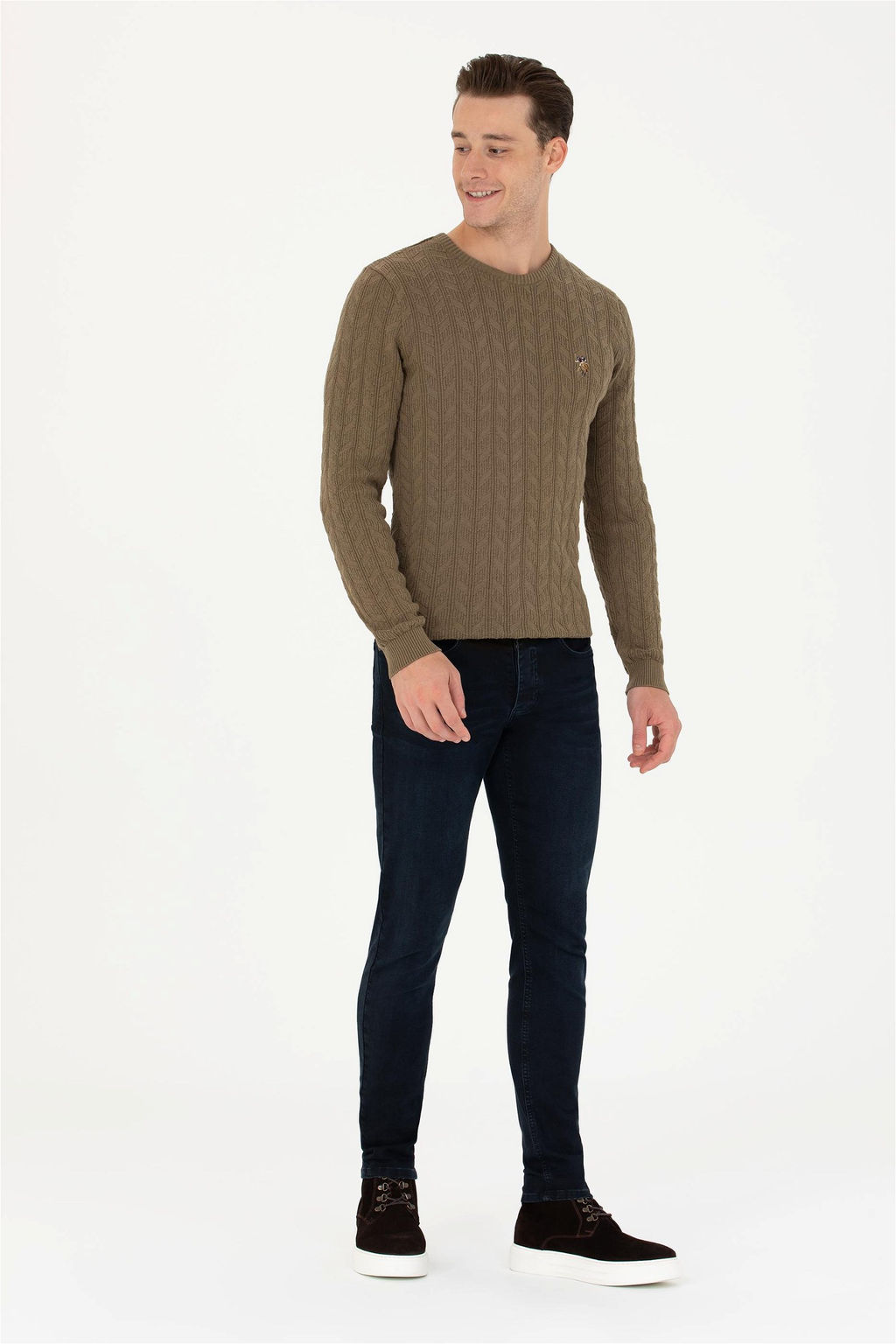 Мужской базовый свитер хаки меланжевого цвета Неожиданная скидка в корзине - U.s. polo assn фото 4