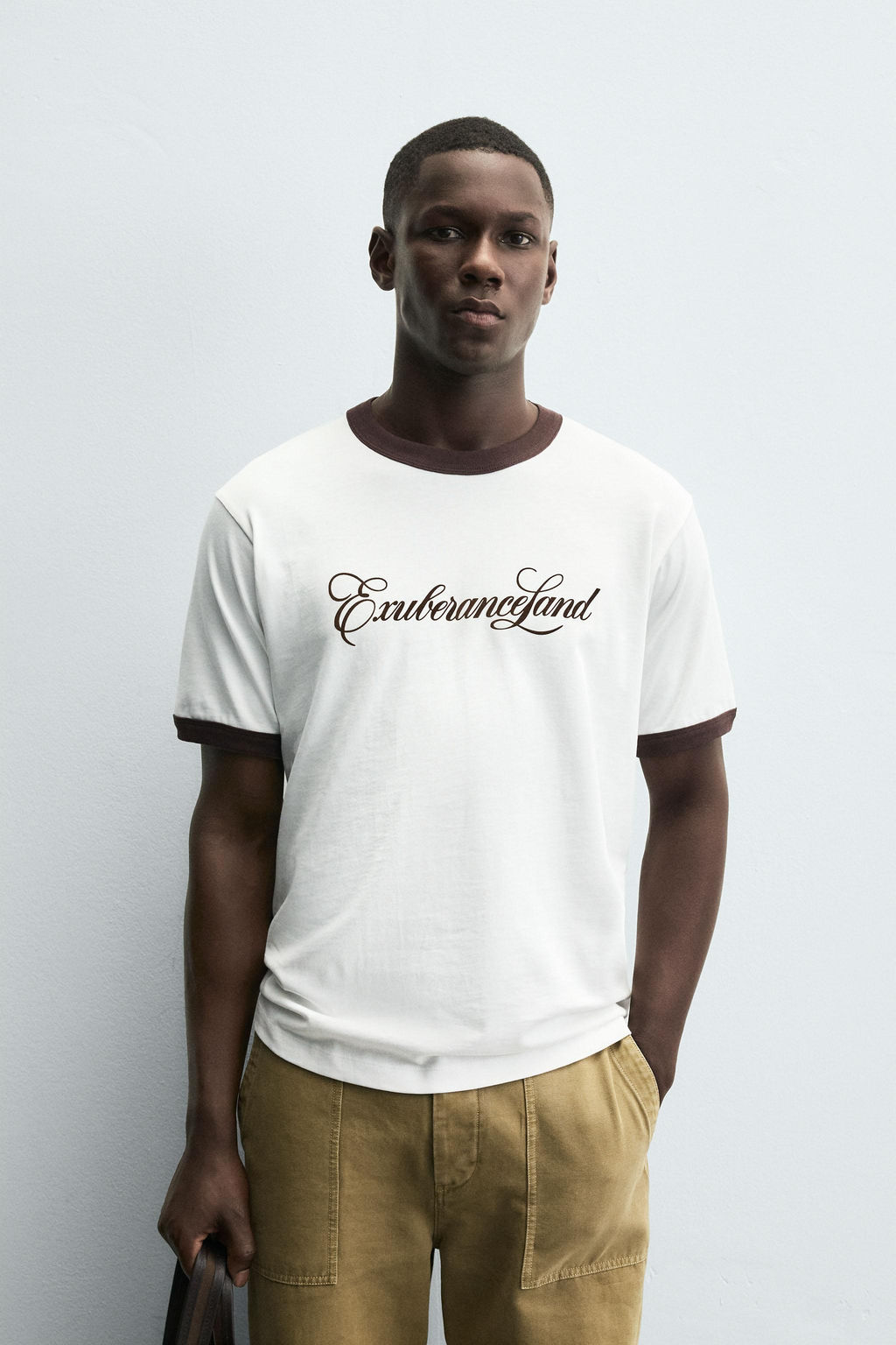 CONTRAST SLOGAN RIB T-SHIRT - Zara фото 2