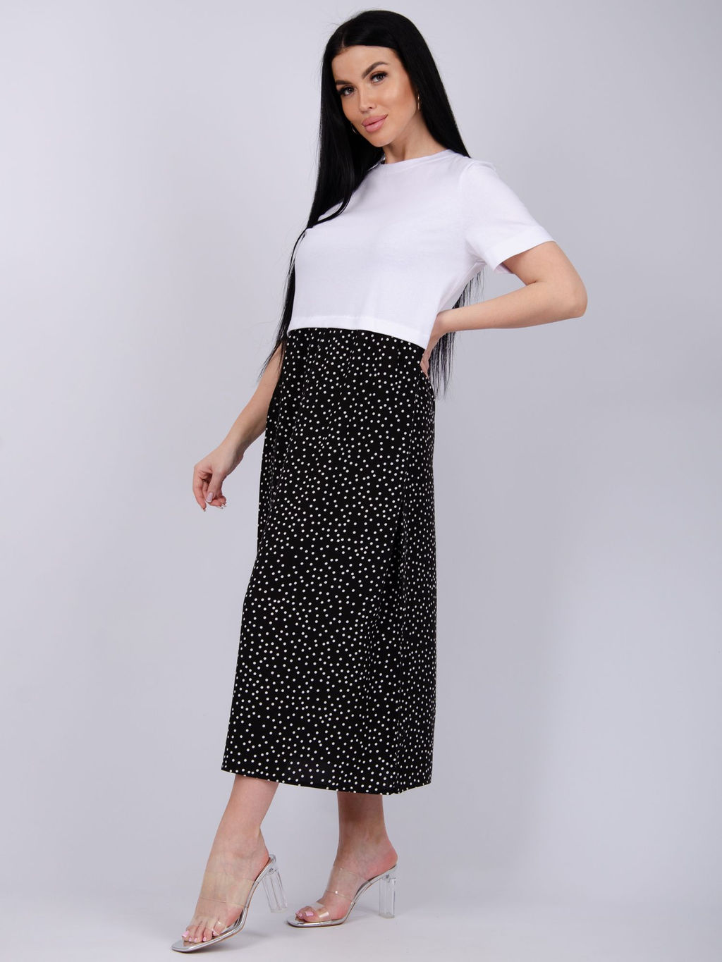 Платье "Виттория 3" горох, вискоза/кулирка (М)