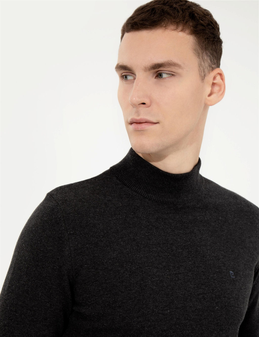 Antrasit Melanj Slim Fit Yar_m Bal_k__ Yaka Basic Triko Kazak - Pierre cardin фото 2