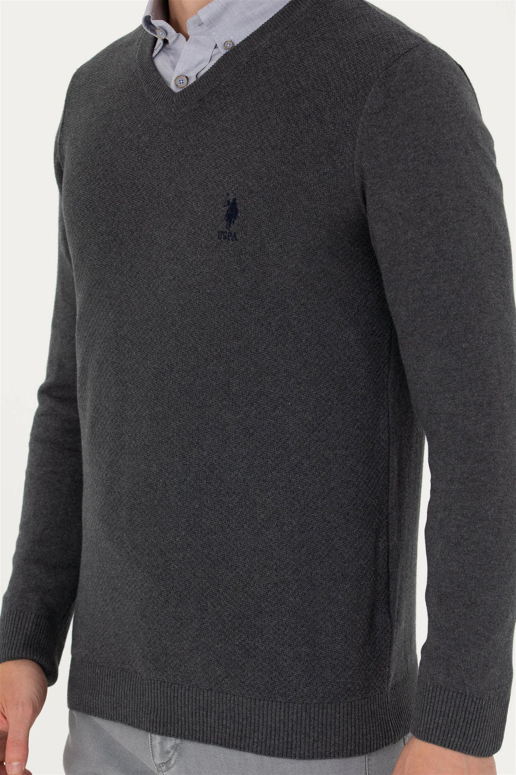 U. S. Polo Assn Мужской базовый свитер антрацитового меланжа - U.s. polo assn фото 13