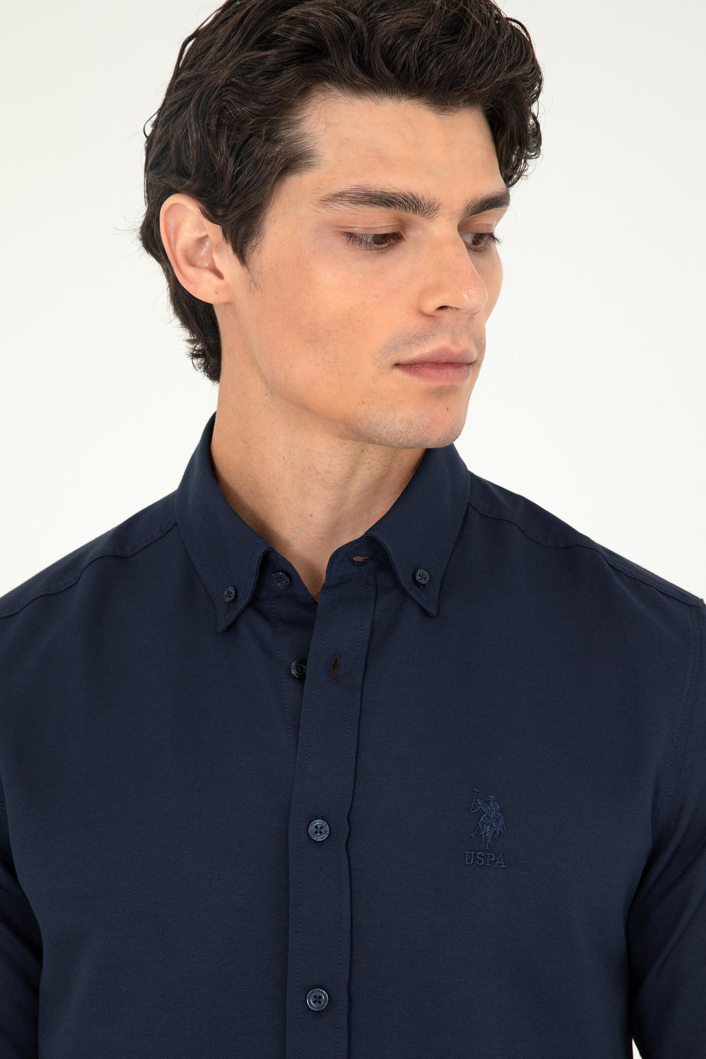 Мужская темно-синяя базовая рубашка с длинным рукавом Неожиданная скидка в корзине - U.s. polo assn фото 2