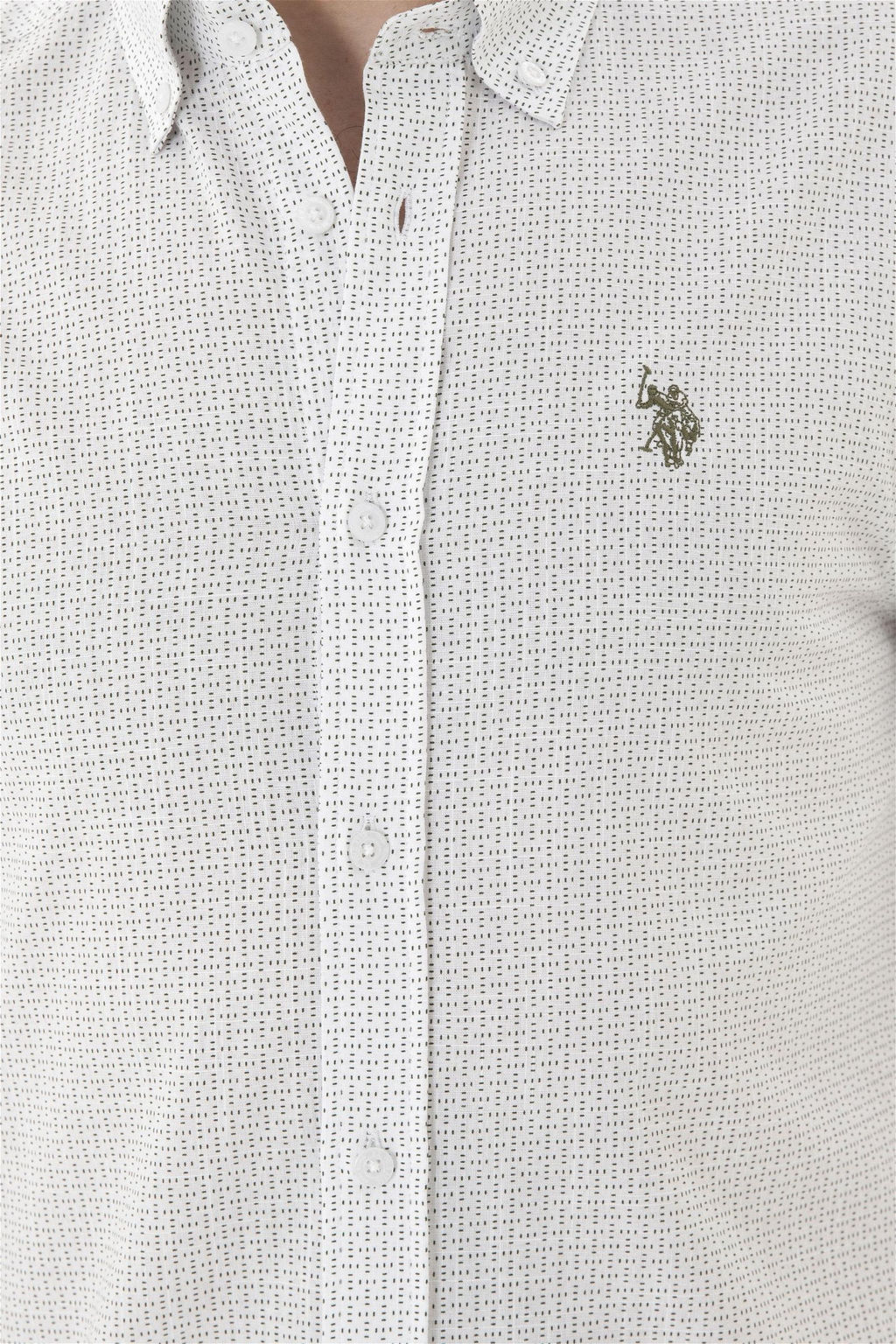 Мужская белая рубашка с принтом - U.s. polo assn фото 7