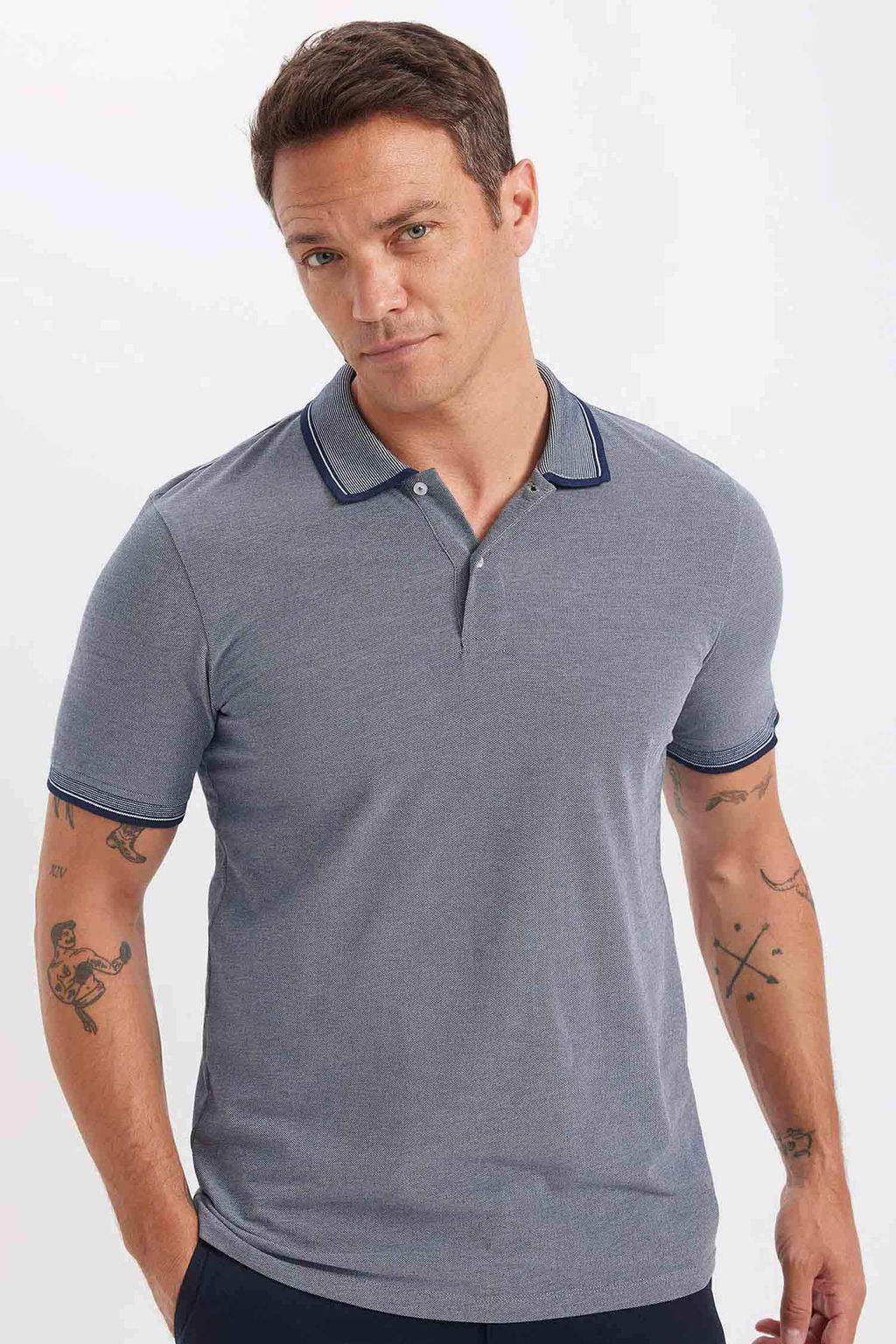 Slim Fit Dar Kesim K?sa Kollu Pamuklu Polo Tisort - Defacto фото 4