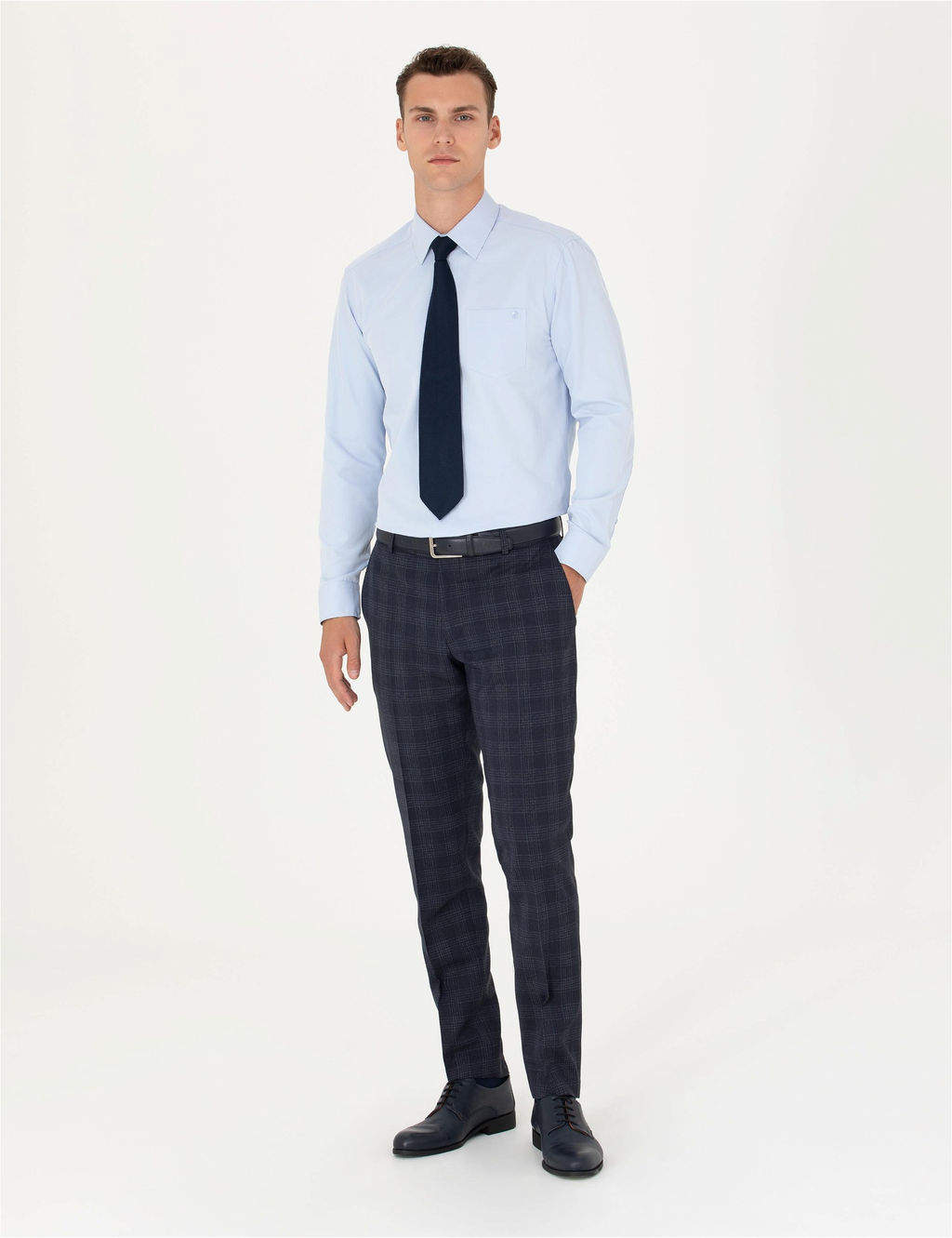 A__k Mavi Regular Fit Uzun Kollu Basic G_mlek