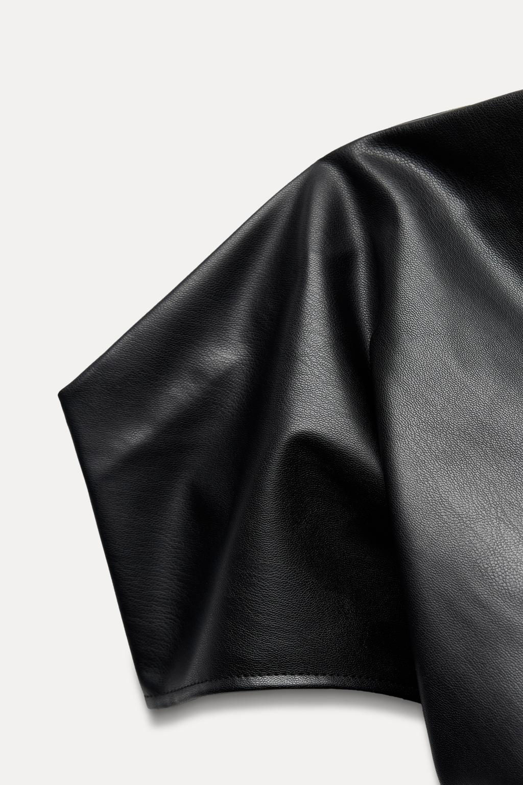 ZW COLLECTION DRAPED FAUX LEATHER DRESS - Zara фото 11