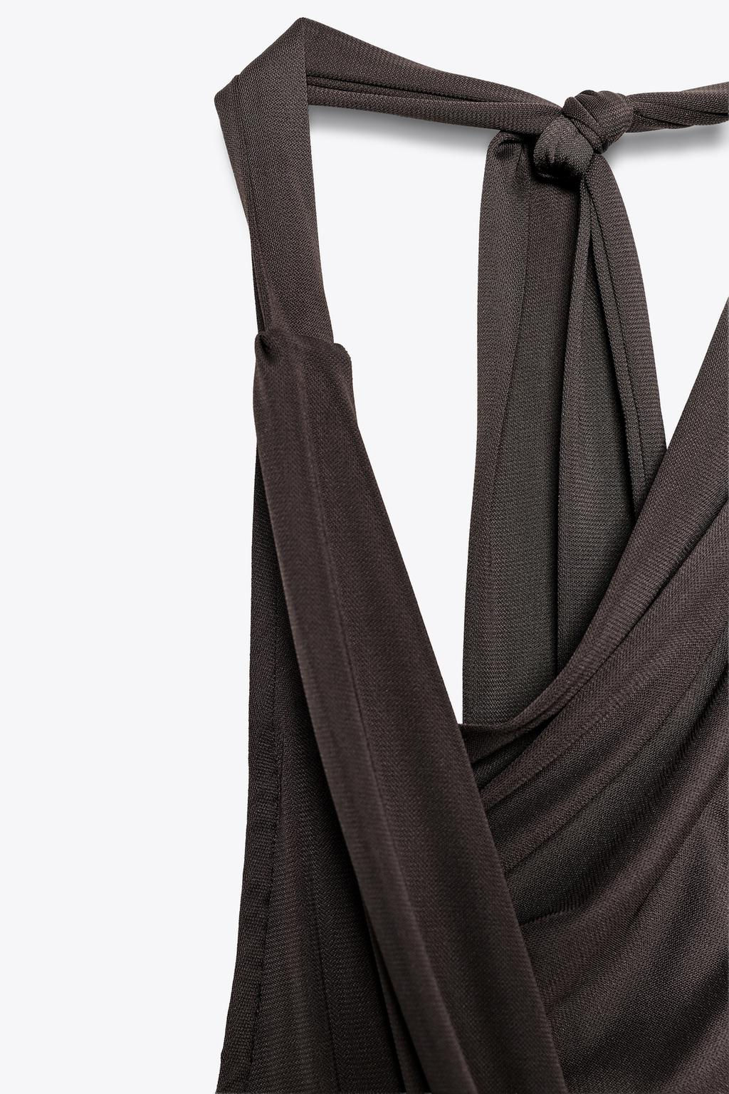 FLOWING NECKLINE DRESS WITH PLEATS - Zara фото 7