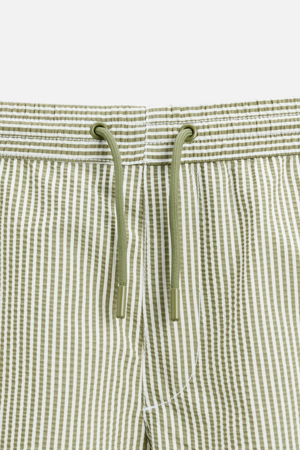 REGULAR STRIPE SEERSUCKER SWIMMING TRUNKS - Zara фото 7