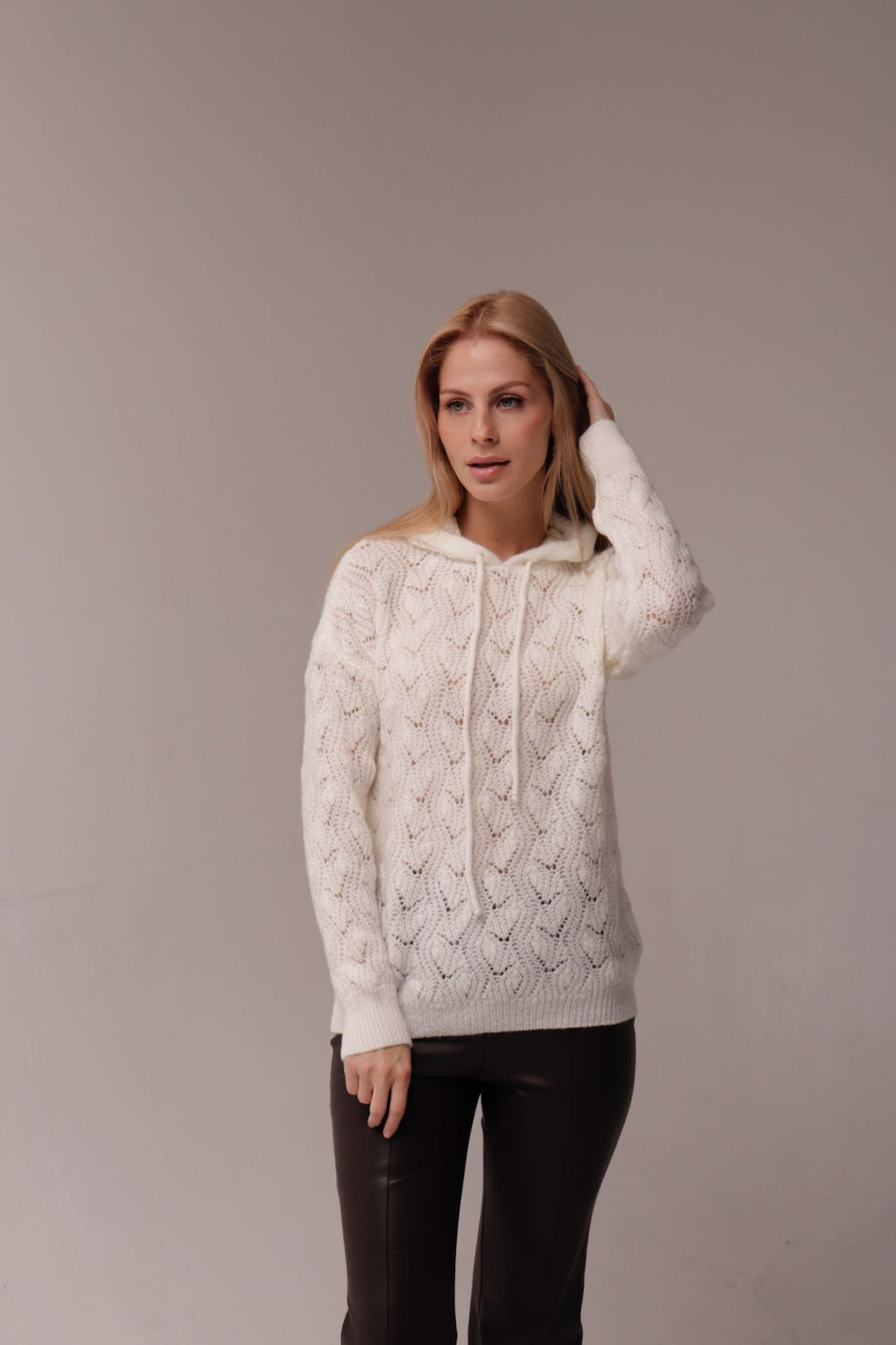 10462 Джемпер с капюшоном белый - Martichelli фото 3