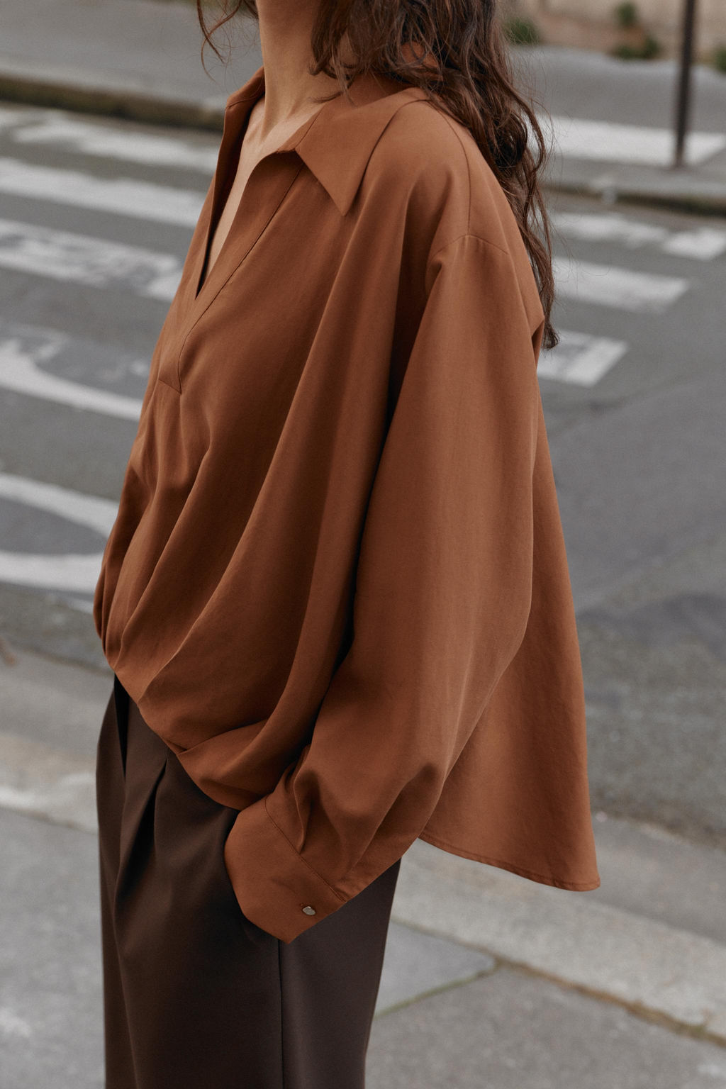 CAMISA BAJO ABULLONADO / Tabaco - Zara фото 4