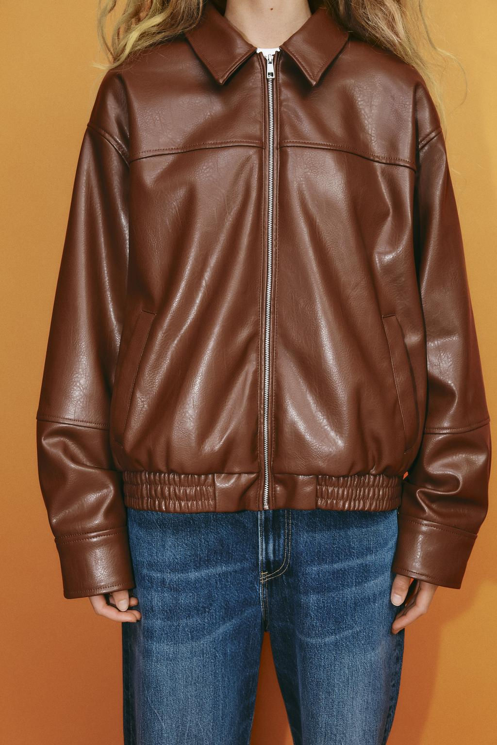 LEATHER EFFECT BOMBER JACKET - Zara фото 3