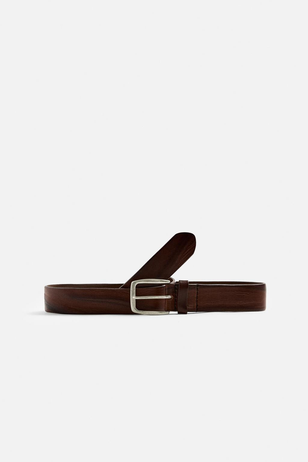 VINTAGE-EFFECT LEATHER BELT - Zara фото 3