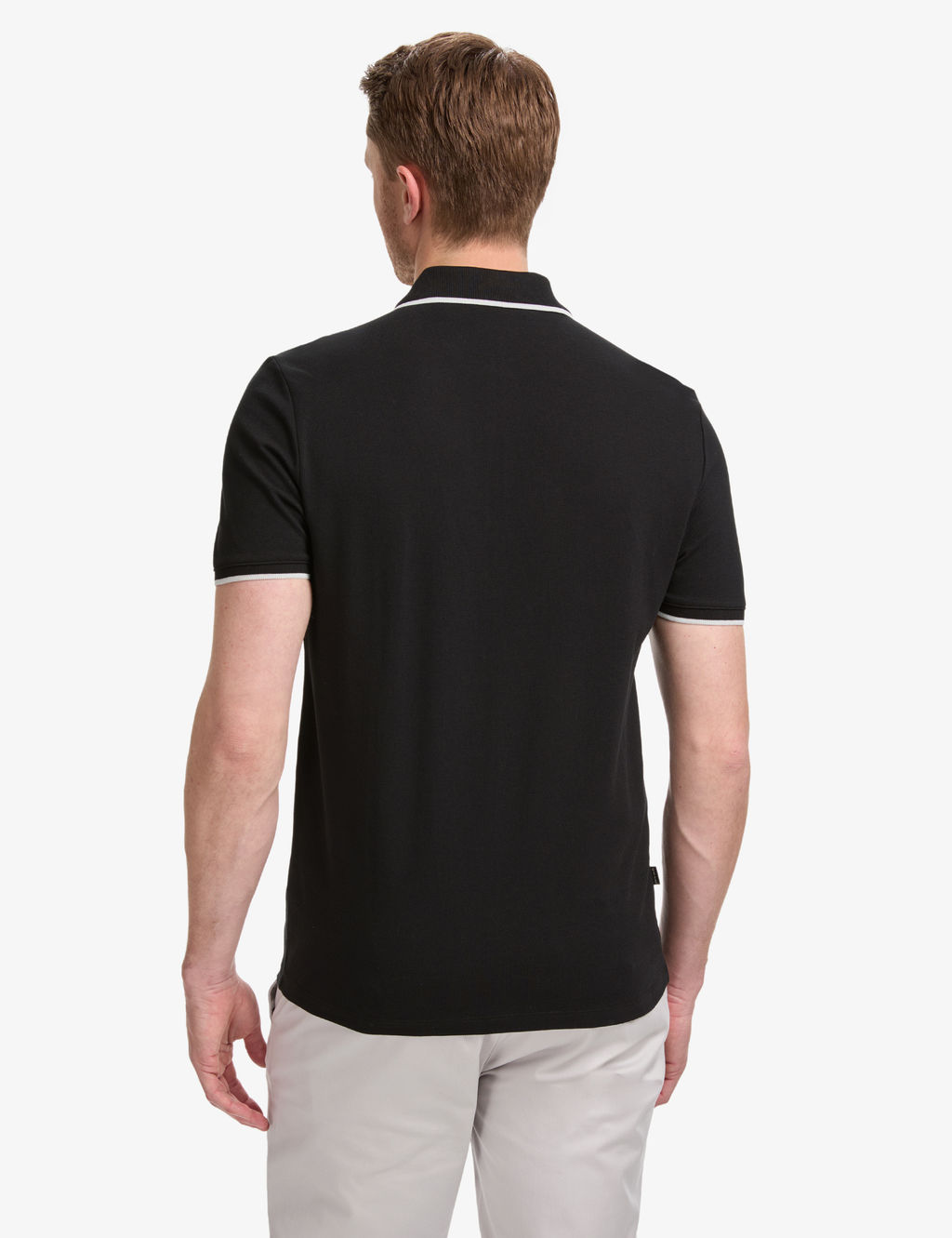 Siyah Slim Fit %100 Pamuk Fermuarl_ Polo Yaka Ti__rt