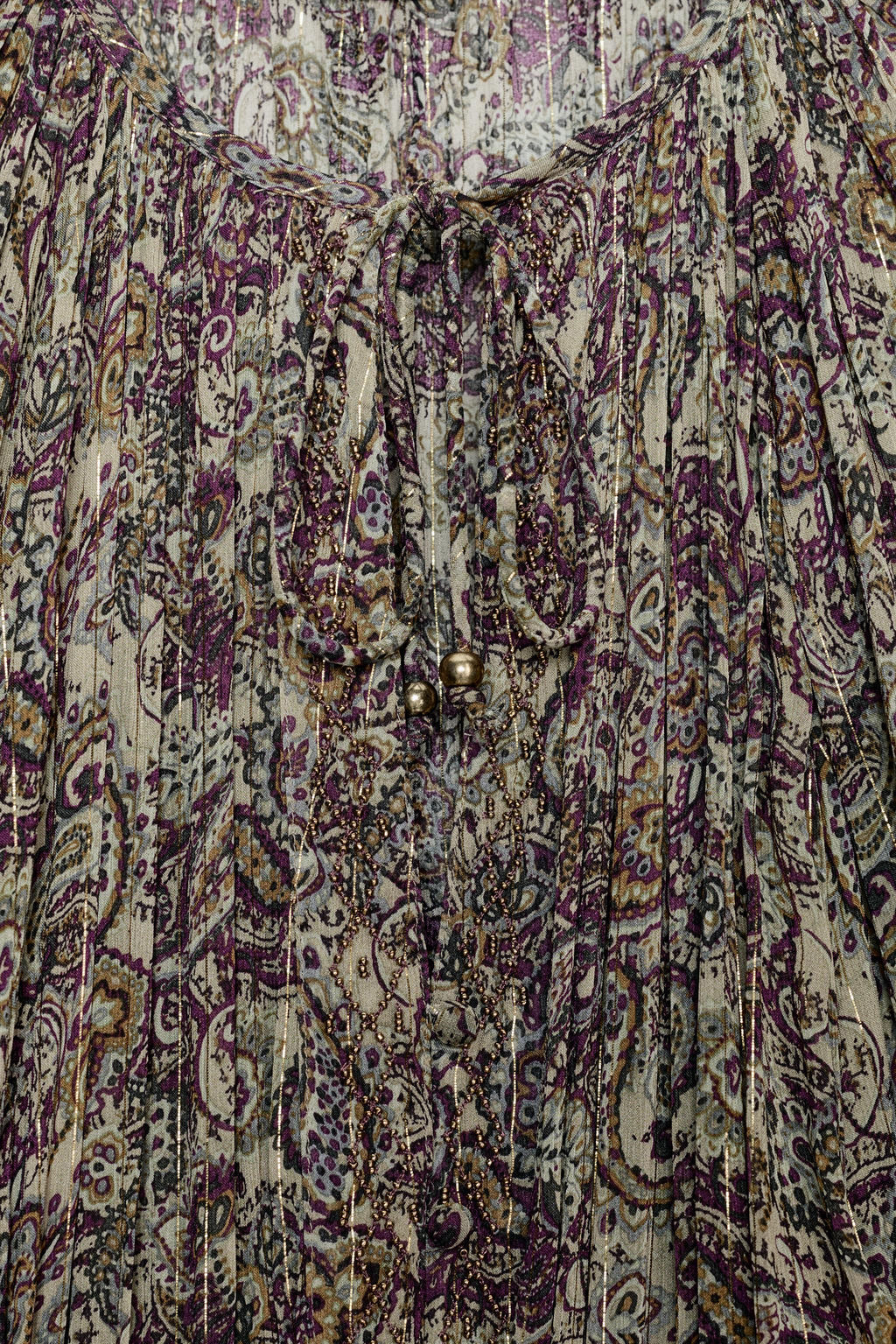METALLIC THREAD PRINTED MINI DRESS