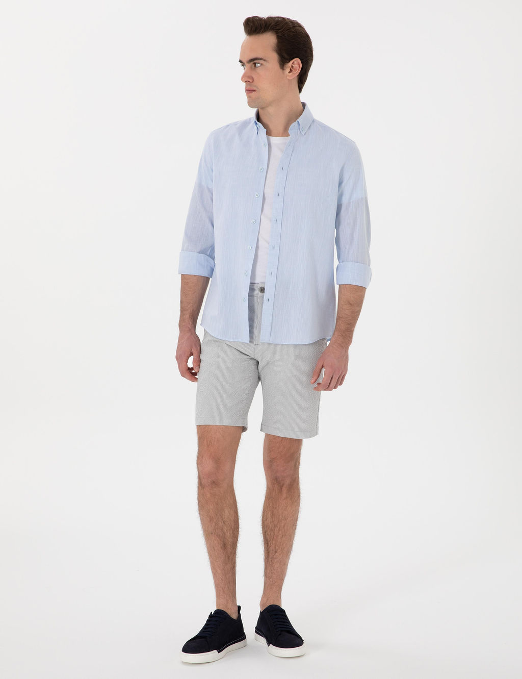 Gri Slim Fit Dokuma _ort