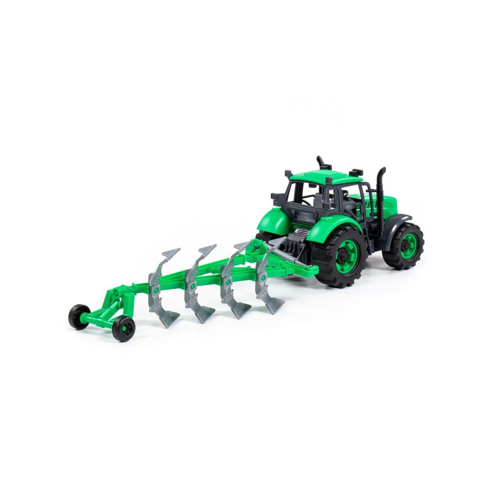Трактор Прогресс с плугом инерционный (зелёный) (в коробке) - Полесье фото 5