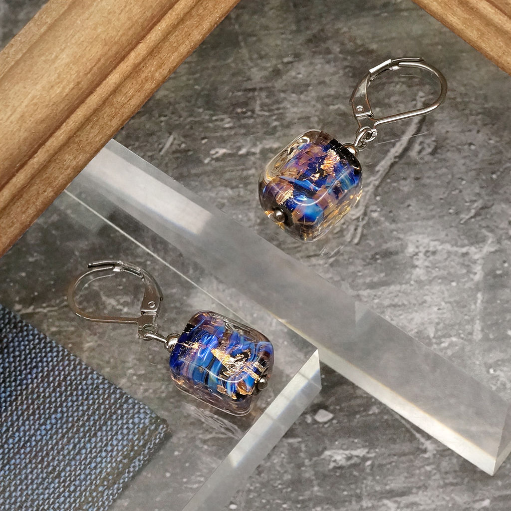 Серьги из муранского стекла GOLDEN NIGHT LS2997 - Vloes фото 2