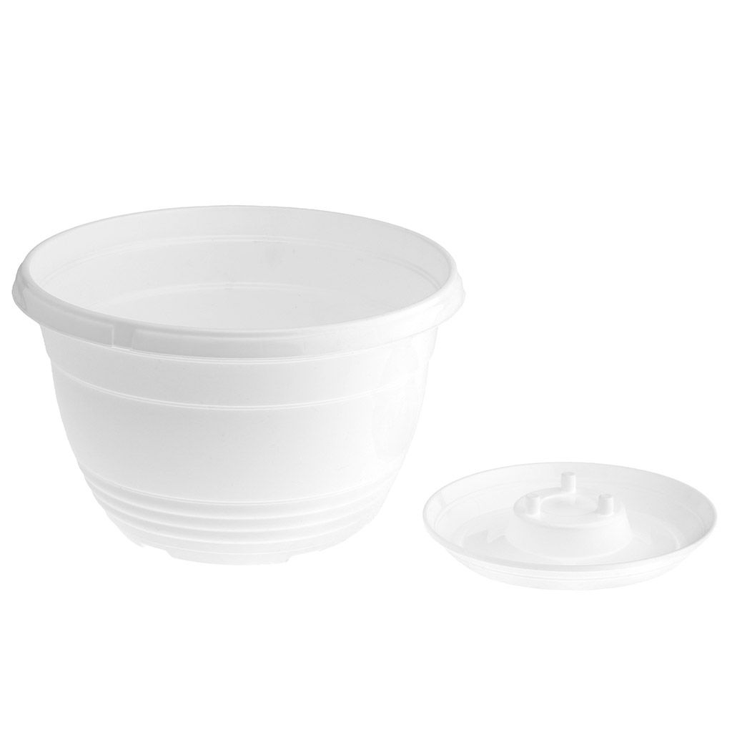 Горшок для цветов пластмассовый Глория 4,2л, д25см, h16см, белый (Россия) - Домашняя мода фото 4