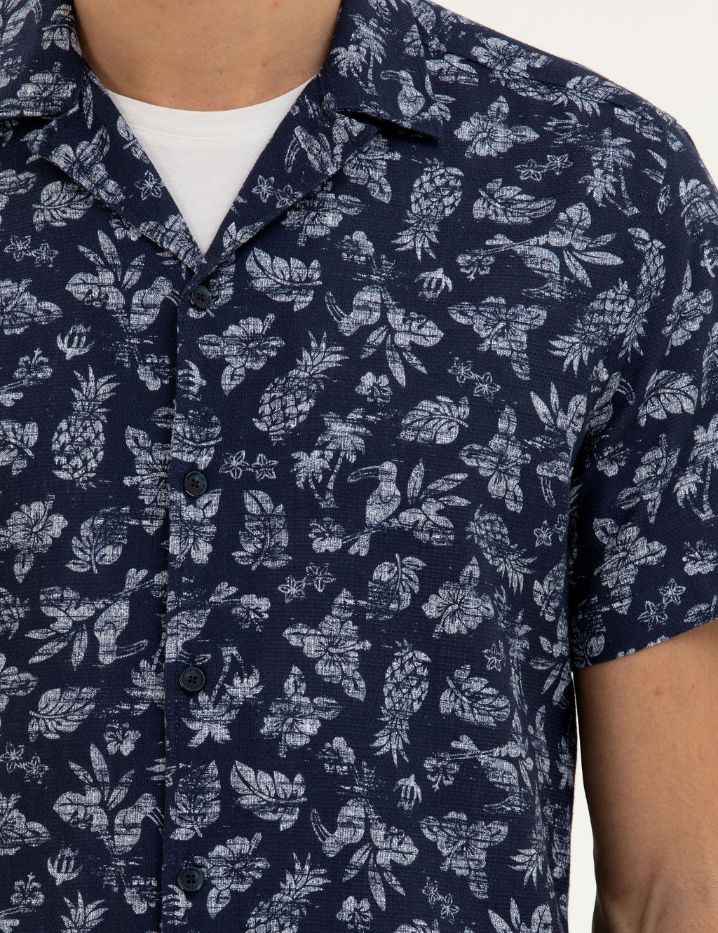 Темно-синяя рубашка стандартного кроя с коротким рукавом - Cacharel фото 7