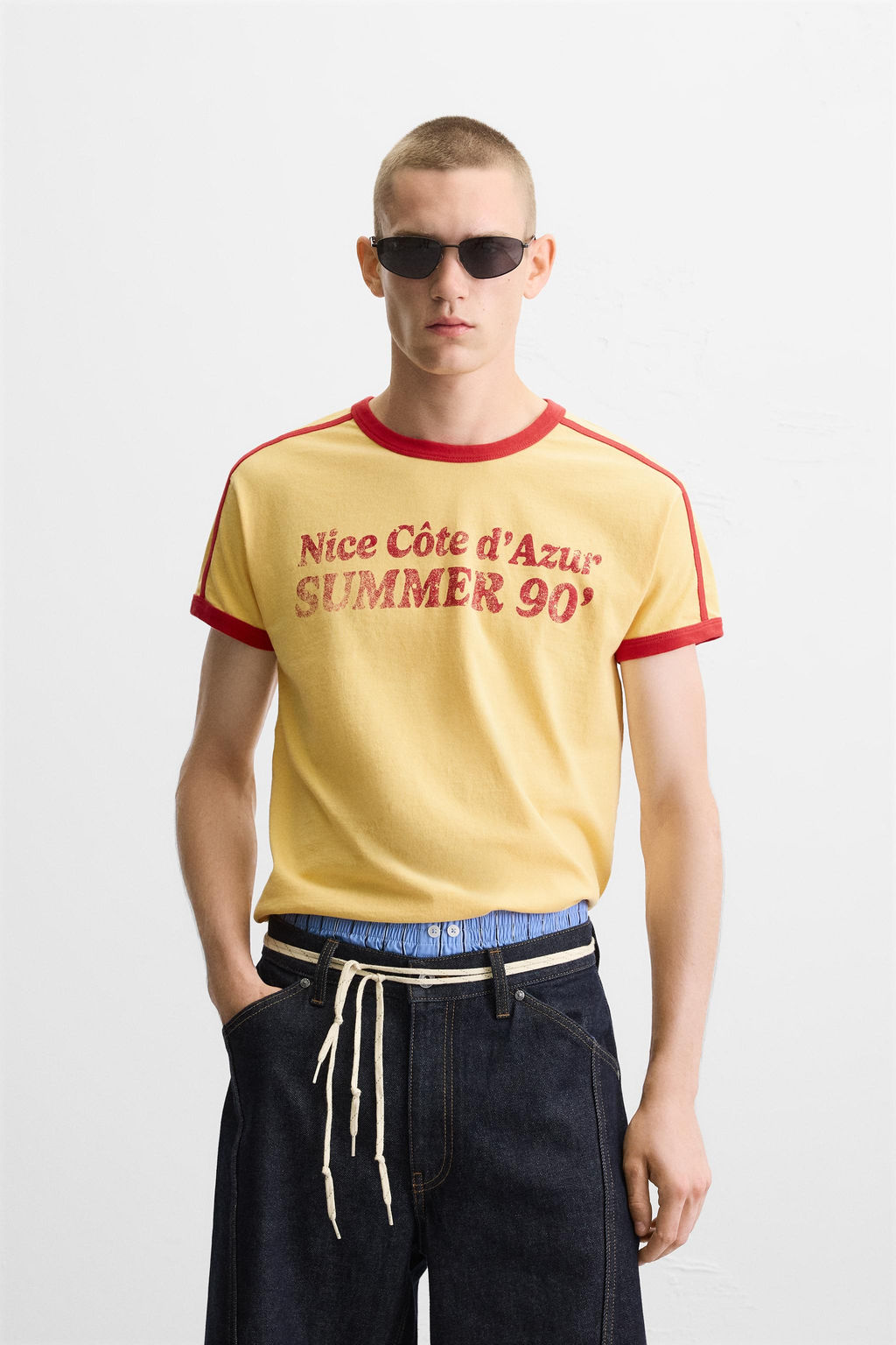 SLOGAN T-SHIRT WITH CONTRAST RIB - Zara фото 2
