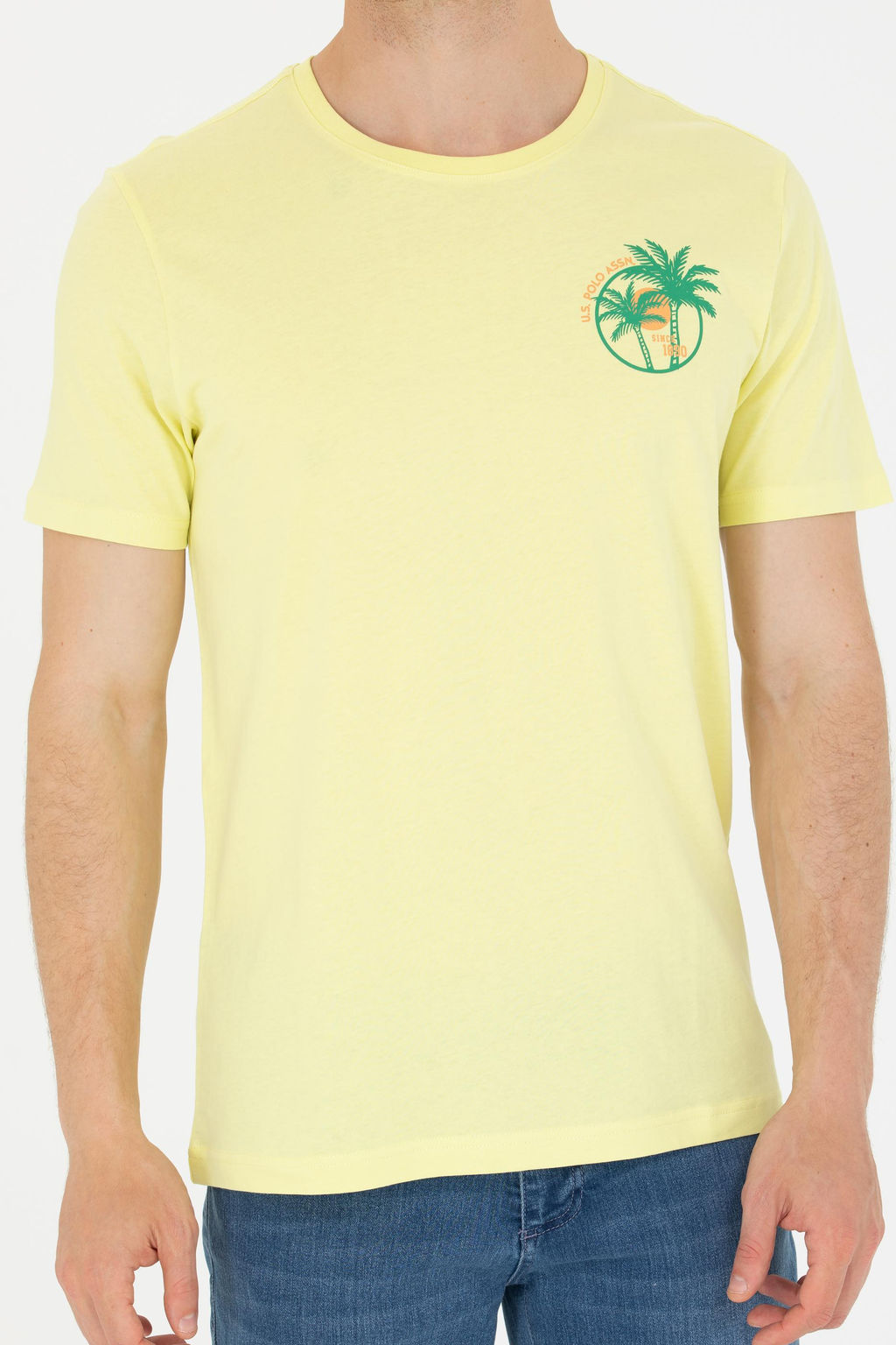 U. S. Polo Assn Мужская светло-желтая футболка с круглым вырезом - U.s. polo assn фото 6