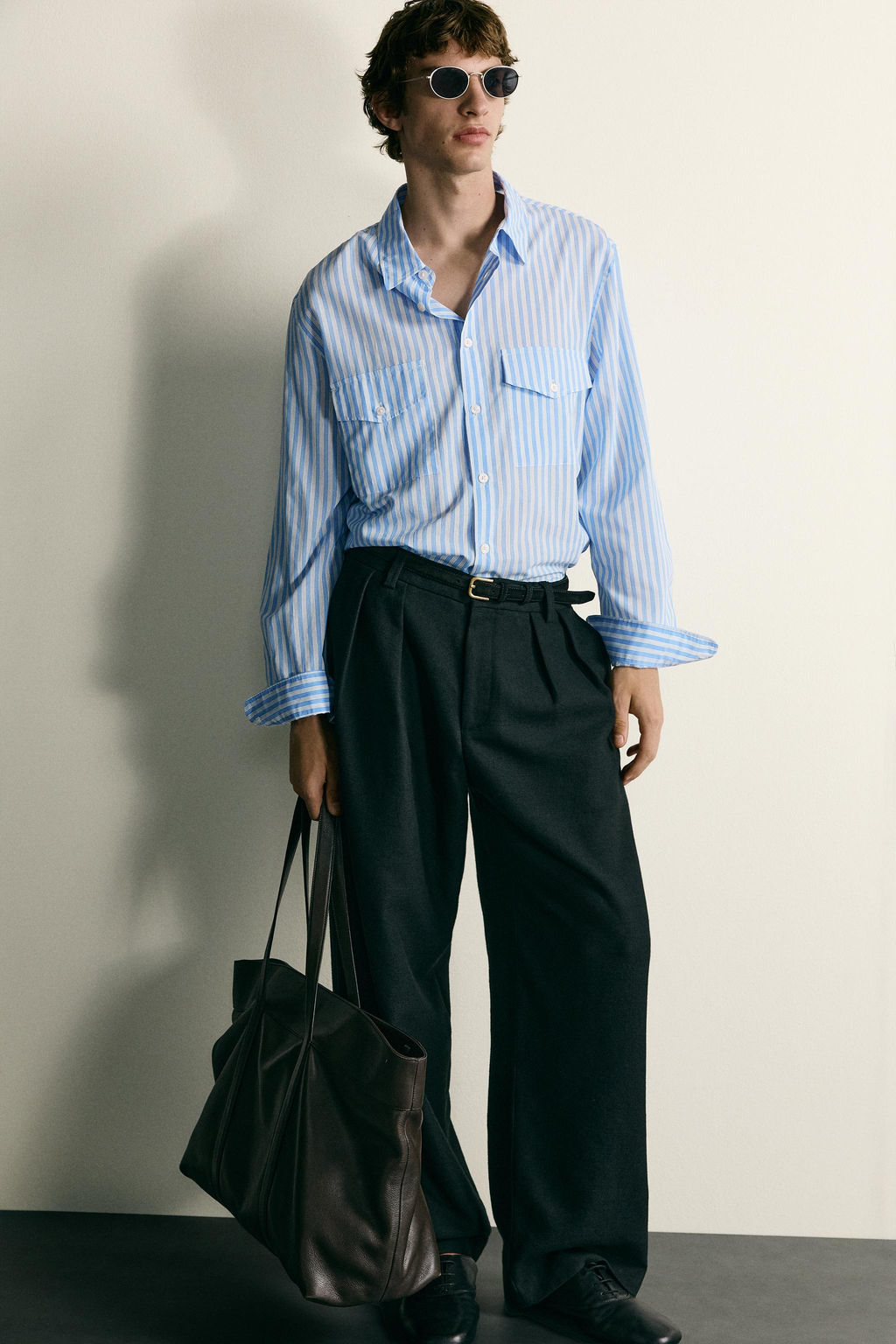 CAMISA FLUIDA RAYAS BOLSILLOS / Azul / Blanco - Zara фото 6