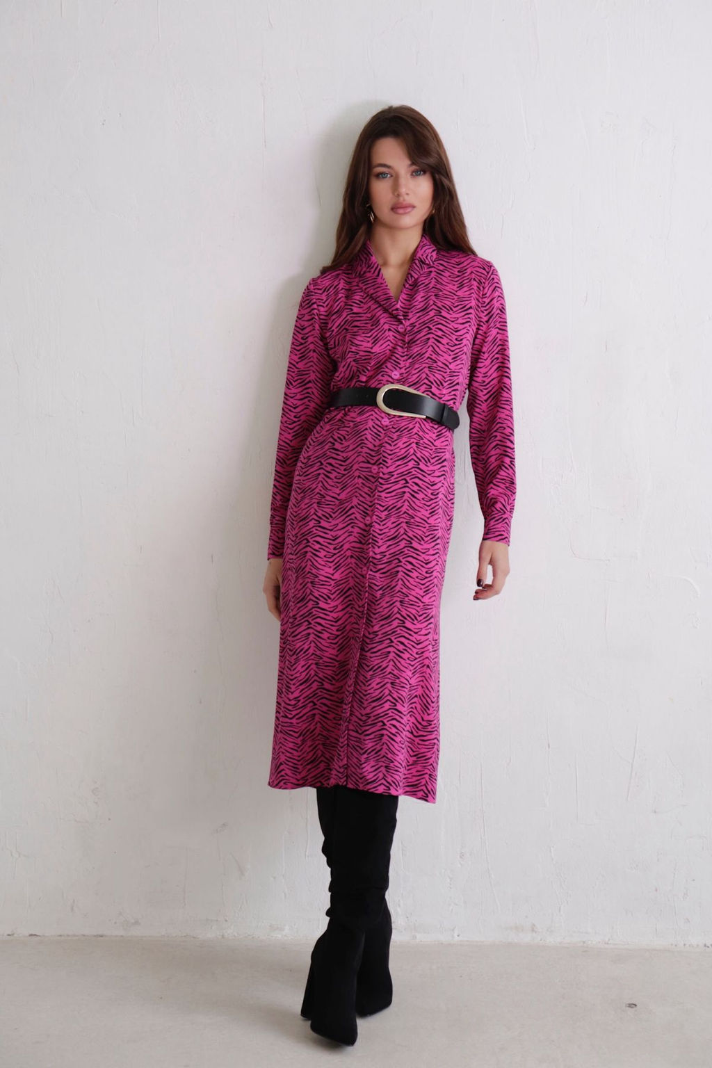 Платье-рубашка с английским воротником принт - Martichelli фото 64