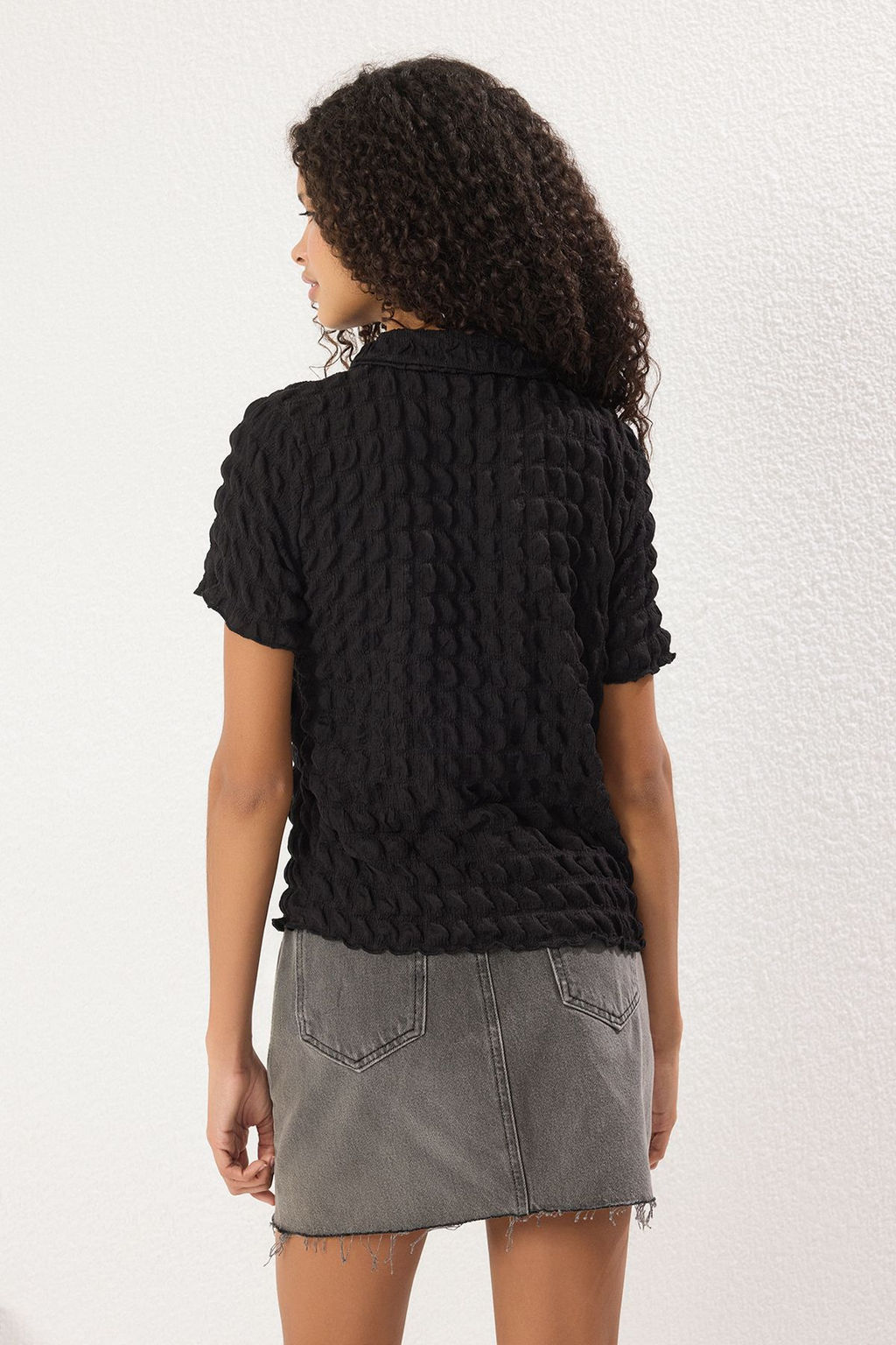 Haki Dokulu Fitted/Vucuda Oturan K?sa Kollu Esnek Orme Orme Bluz TWOSS24BZ00429 - Trendyolmilla фото 13