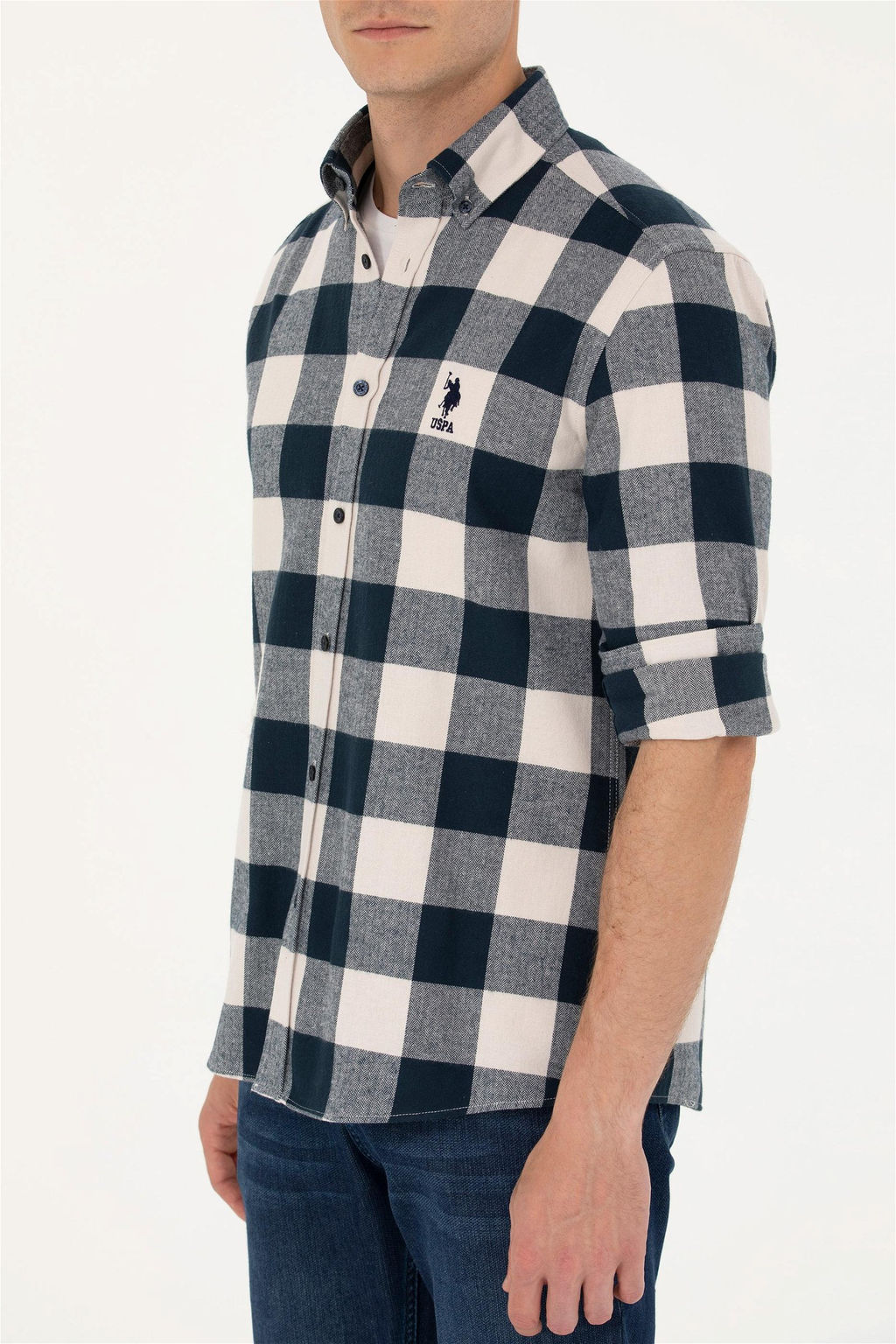 Мужская темно-синяя рубашка с длинным рукавом - U.s. polo assn фото 6