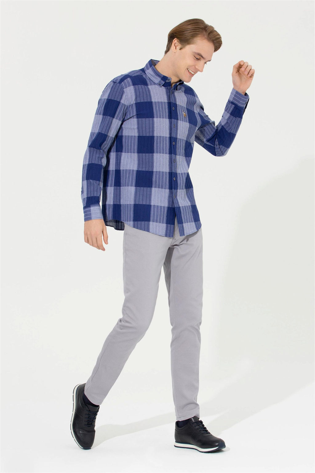 U. S. Polo Assn / Мужская синяя рубашка в клетку - U.s. polo assn фото 10