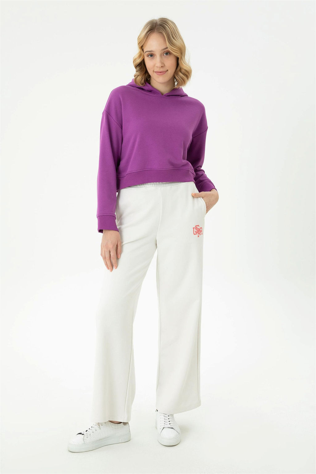 Женская фиолетовая толстовка с капюшоном - U.s. polo assn фото 5