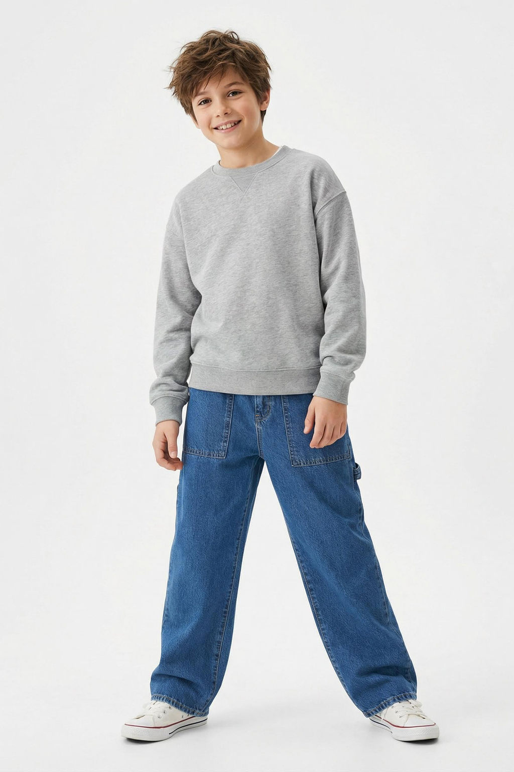 Orta Mavi Erkek Cocuk Yuksek Bel %100 Pamuk Regular Fit Lastikli Denim Jean Pantolon TKDSS25JE00004 - Trendyolmilla фото 7