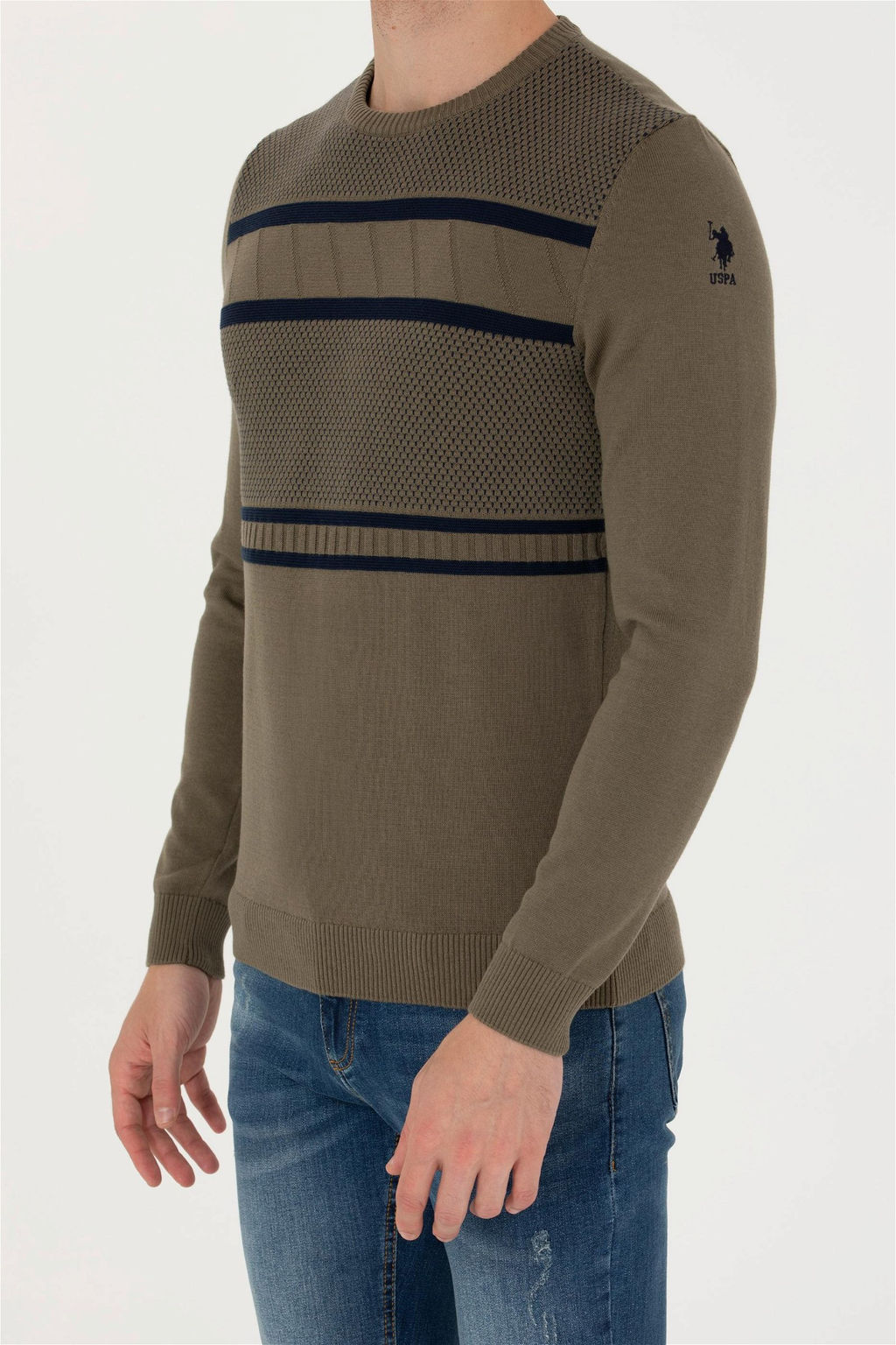 Свитер U.S. Polo Assn мужской цвета хаки хлопок  фото 13