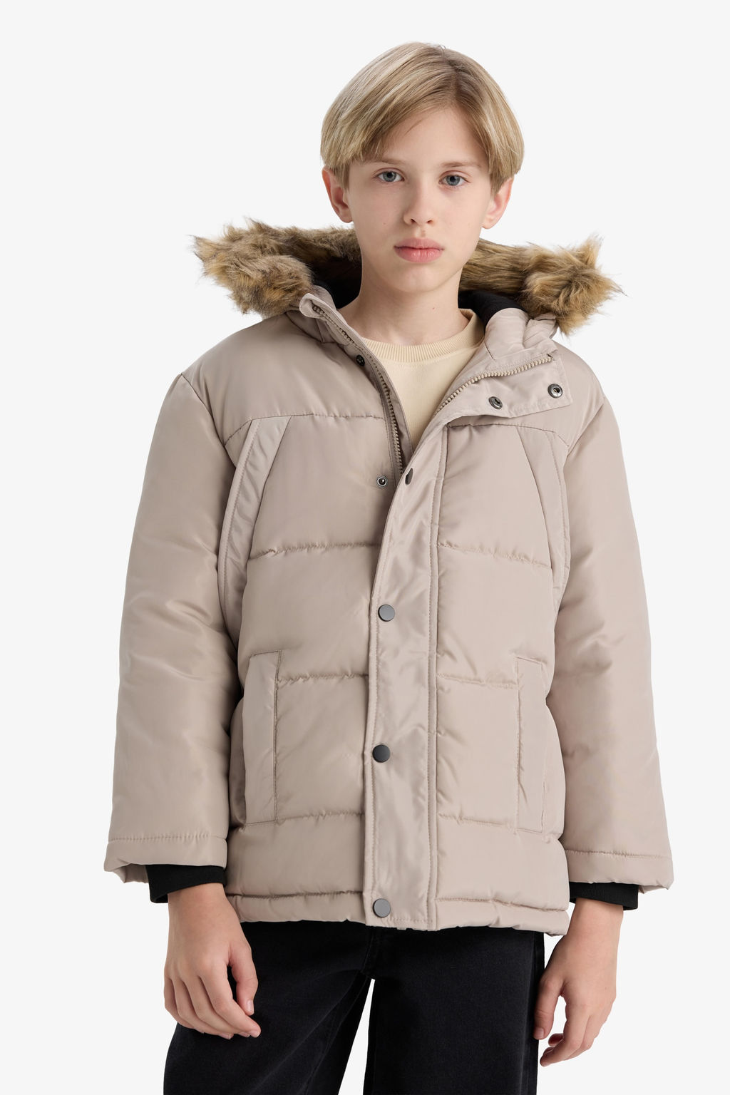 Su _tici __kar_labilir Suni K_rk Yaka Kap__onlu Polar Astarl_ Mont Erkek _ocuk