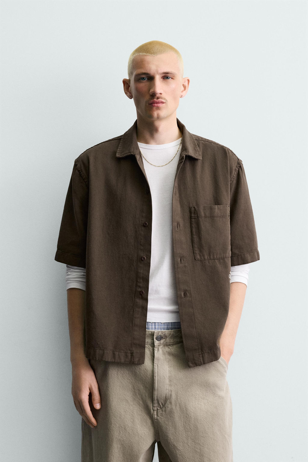 SOBRECAMISA ESTRUCTURA BORDADO / Marr?n - Zara фото 2