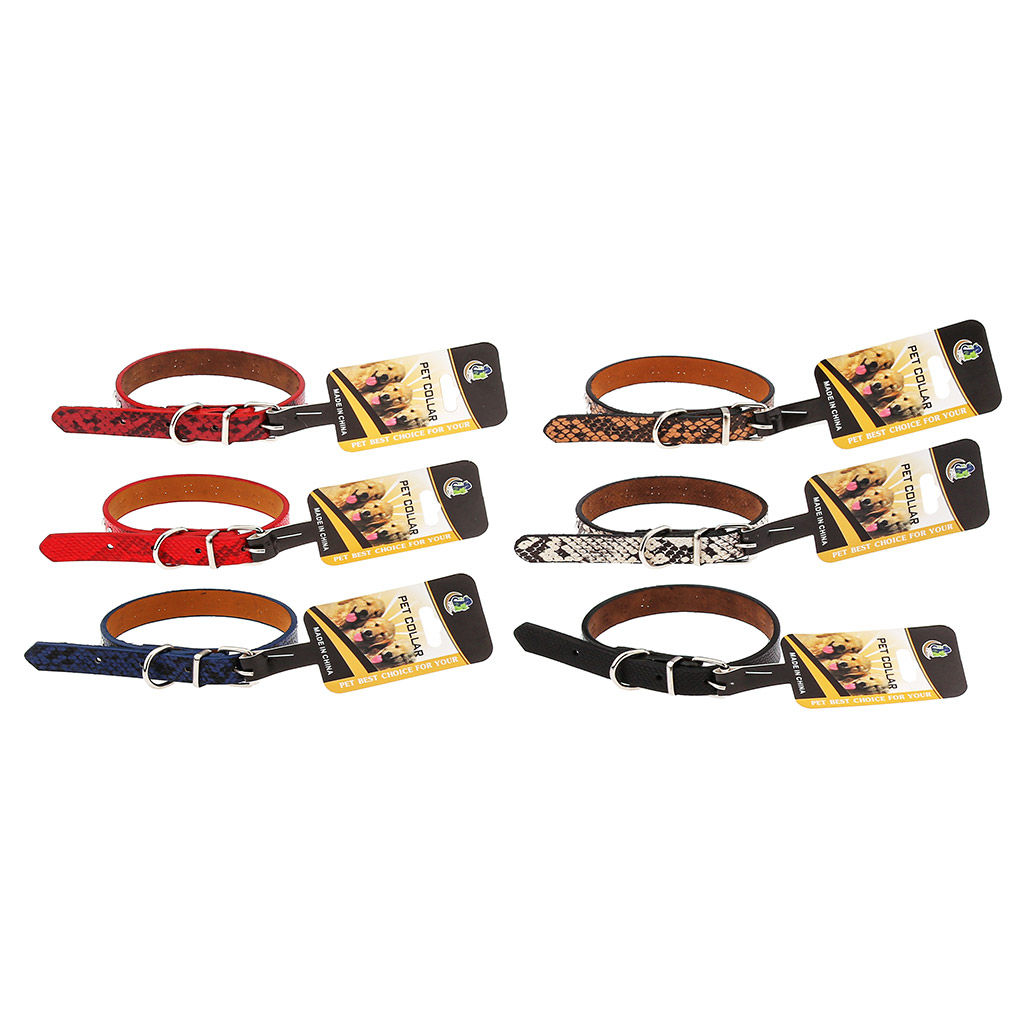 Пэт тойс (Pet toys) Ошейник для собаки Рептилия 1,5х39см, металлическая застежка, под кожу, металл декор, на картоне, цвета в ассортименте: красный, бордовый, синий, черный, коричневый, черно-белый (Китай)  фото 4