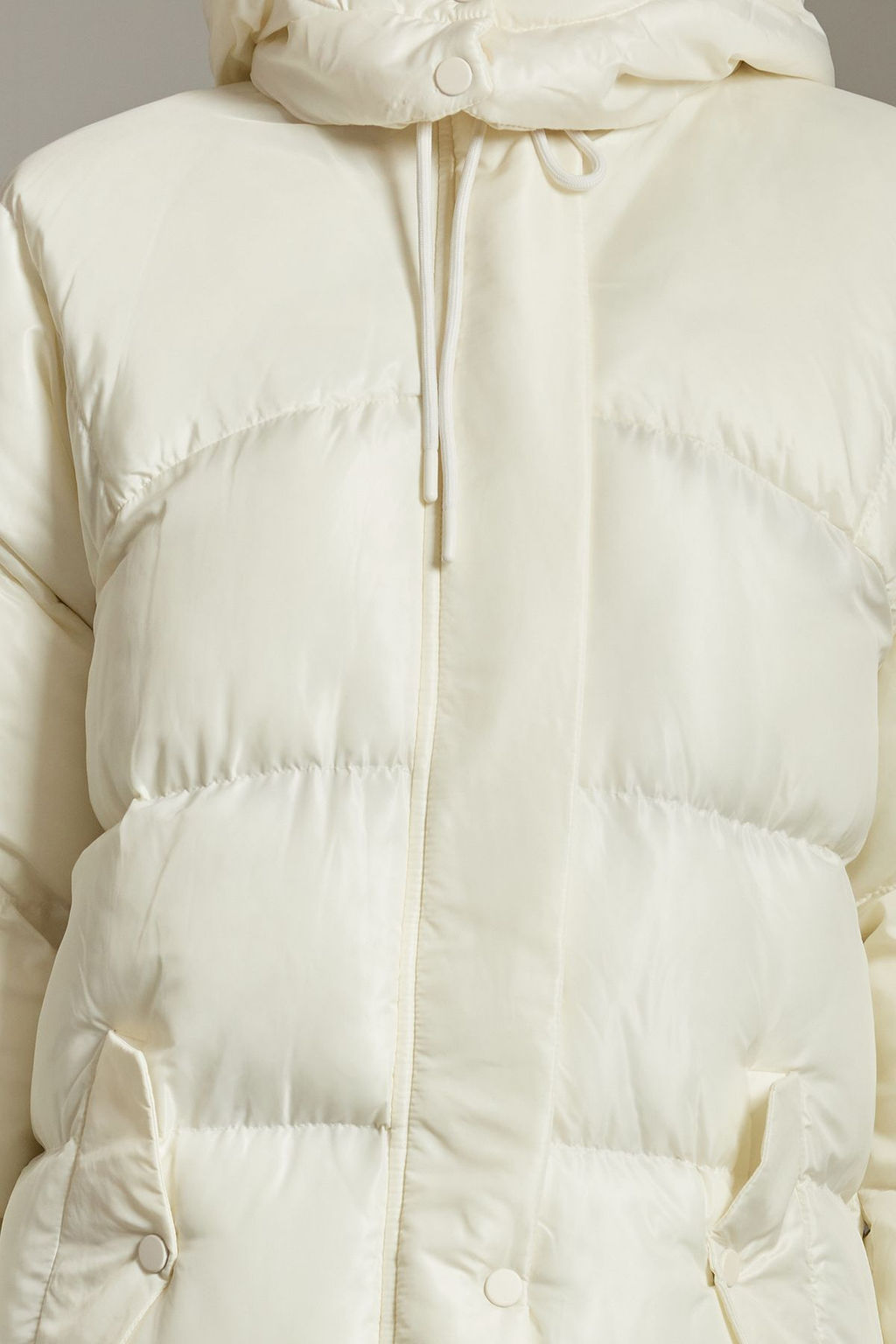 TRENDYOLMILLA Ekru Regular Kapusonlu Yandan C?t C?t Detayl? Su Itici Uzun Sisme Mont TWOAW24MO00104  фото 23