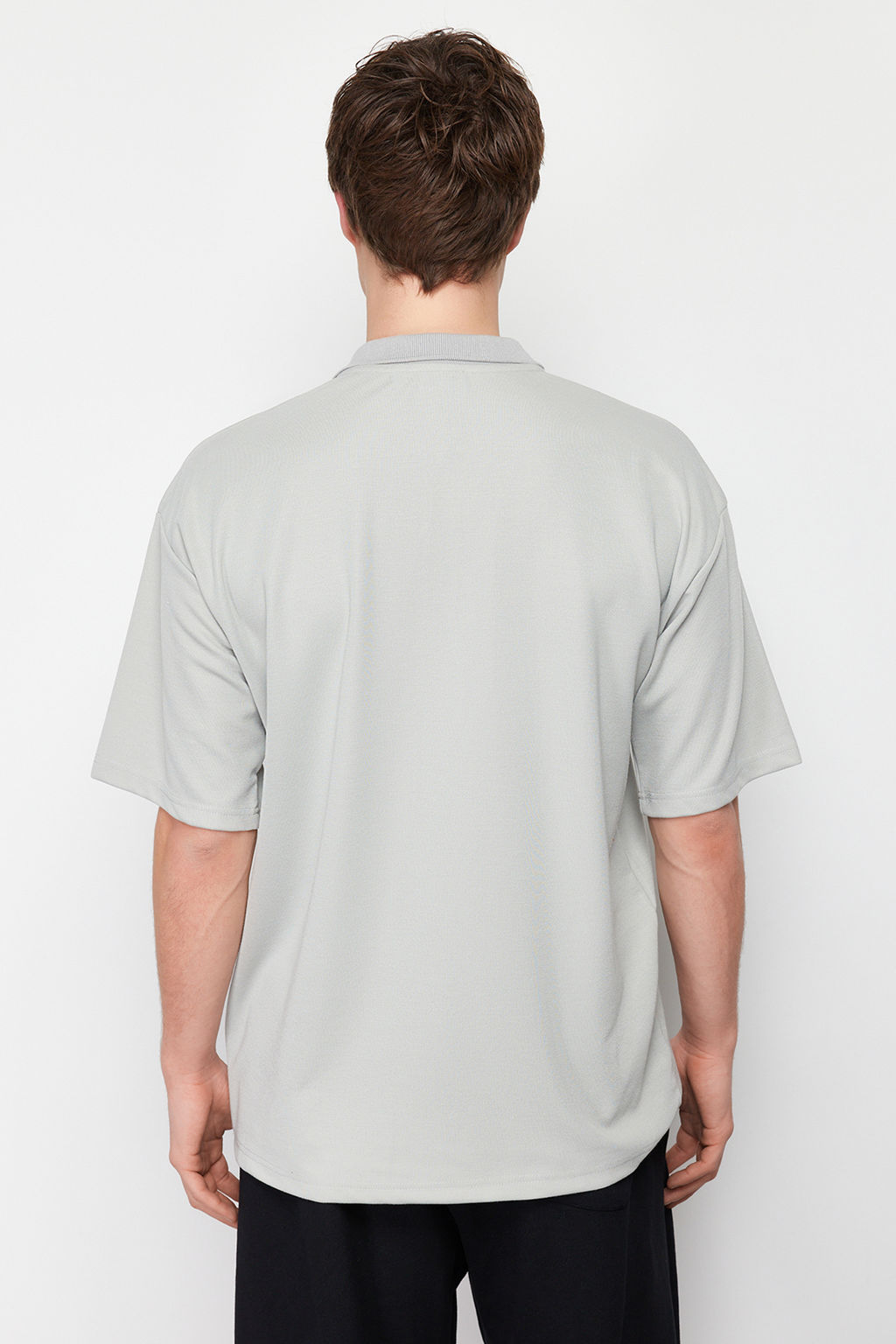 Tas Basic Oversize/Genis Kesim Tok Kumas Polo Yaka T-Shirt TMNSS24PO00012 - Trendyolmilla фото 5