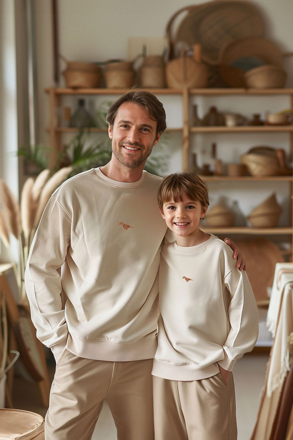 Bej Erkek Cocuk Bask?l? Orme Mini Me Sweatshirt TKDAW25SW00118