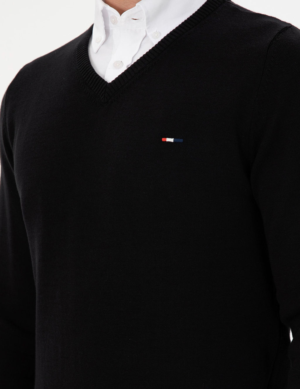 Erkek Slim Fit V Yaka Siyah Basic Kazak - U.s. polo assn фото 7
