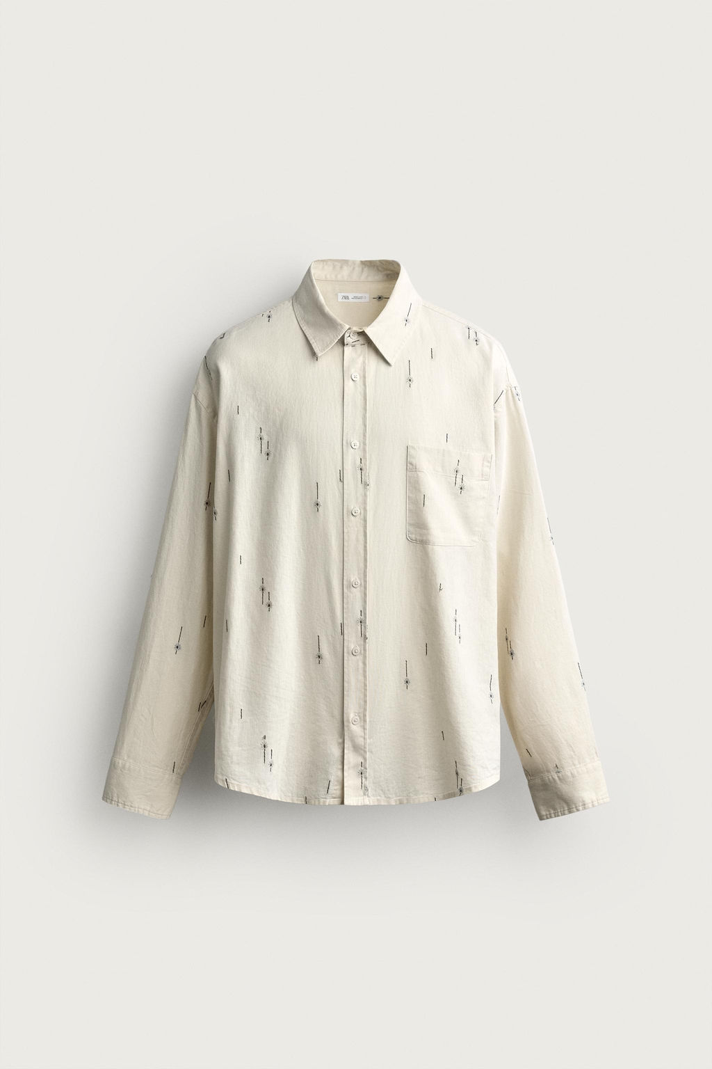 CAMISA RELAXED FIT ALGOD?N - LINO BORDADOS / Crudo - Zara фото 7
